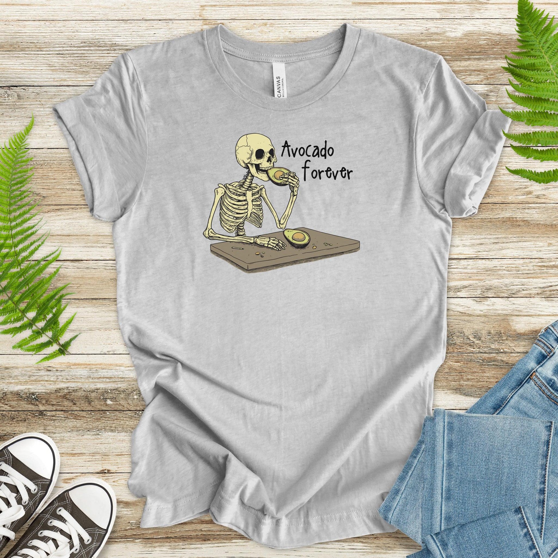 Avocado Forever T-Shirt – Skeleton Snack Time Humor - TShirtree