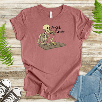 Avocado Forever T-Shirt – Skeleton Snack Time Humor - TShirtree