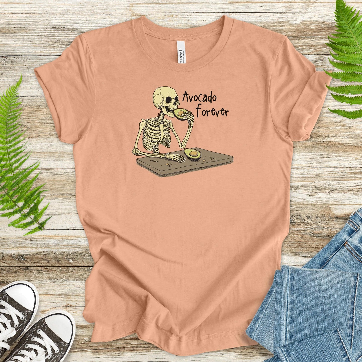 Avocado Forever T-Shirt – Skeleton Snack Time Humor - TShirtree