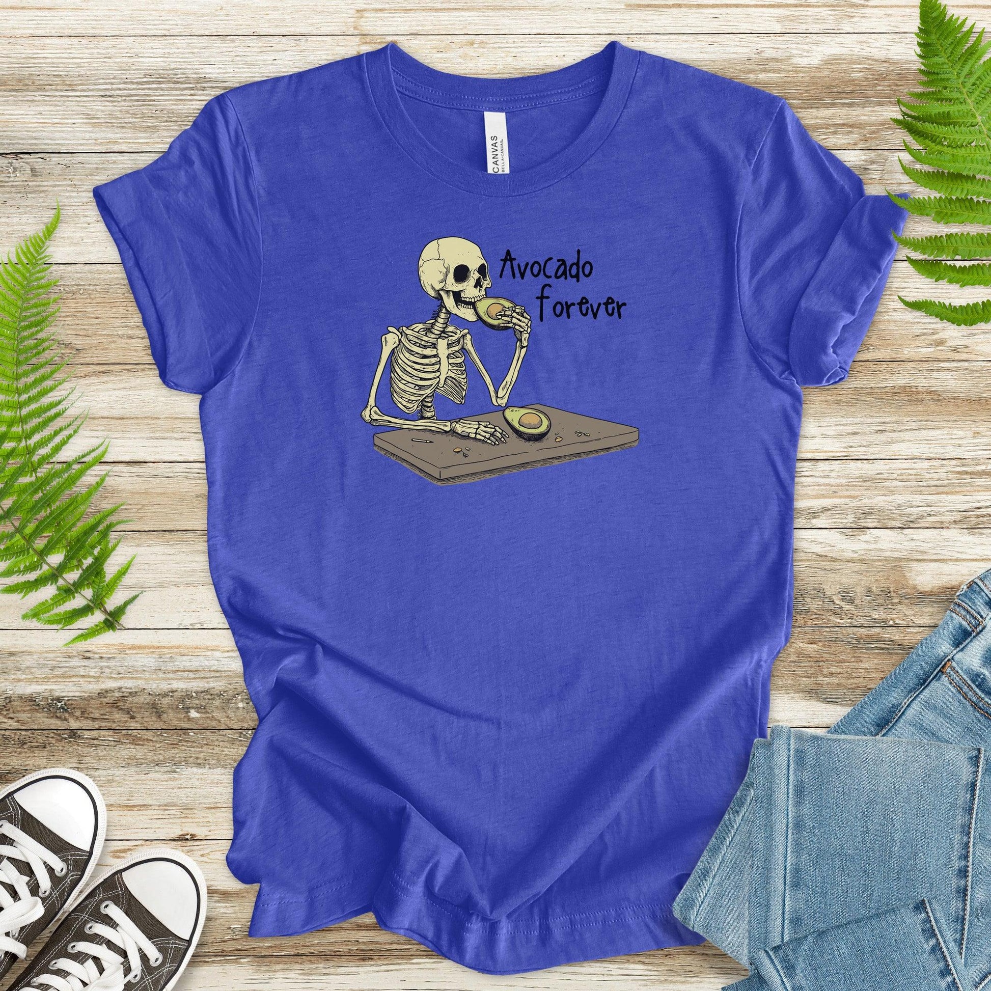 Avocado Forever T-Shirt – Skeleton Snack Time Humor - TShirtree