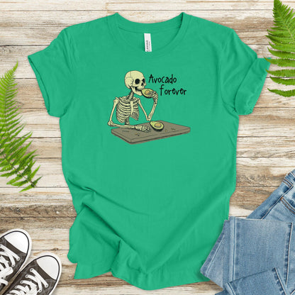 Avocado Forever T-Shirt – Skeleton Snack Time Humor - TShirtree