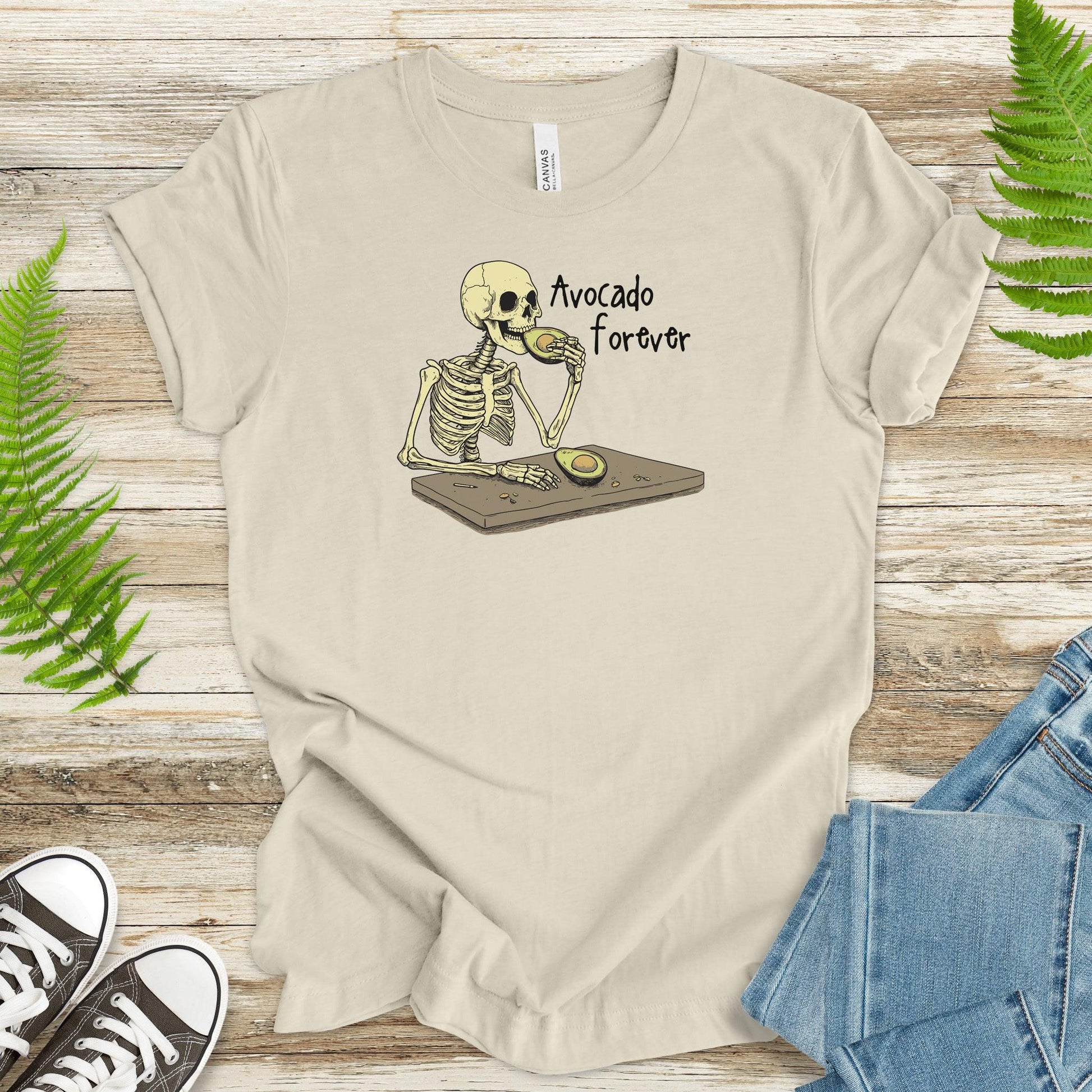 Avocado Forever T-Shirt – Skeleton Snack Time Humor - TShirtree