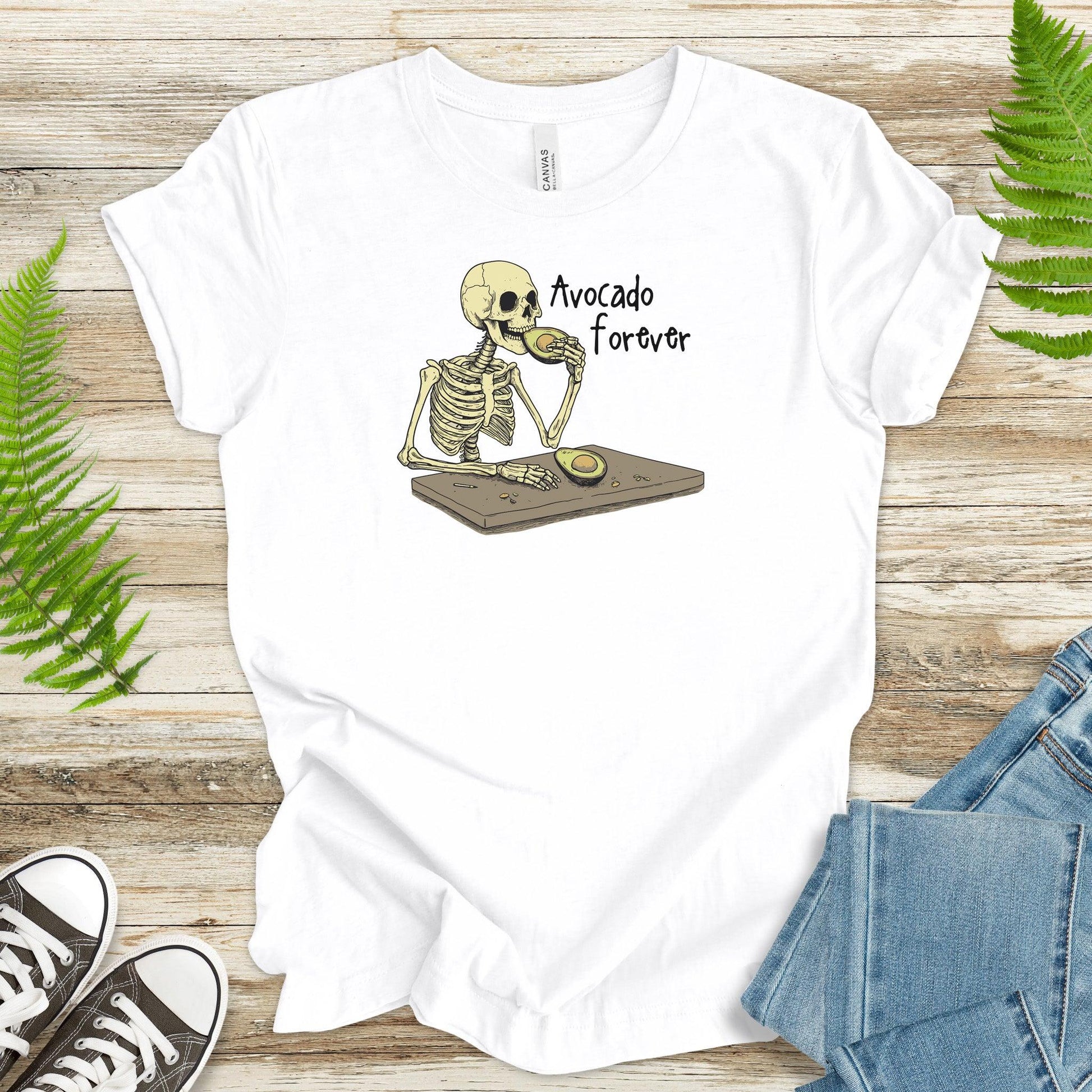 Avocado Forever T-Shirt – Skeleton Snack Time Humor - TShirtree