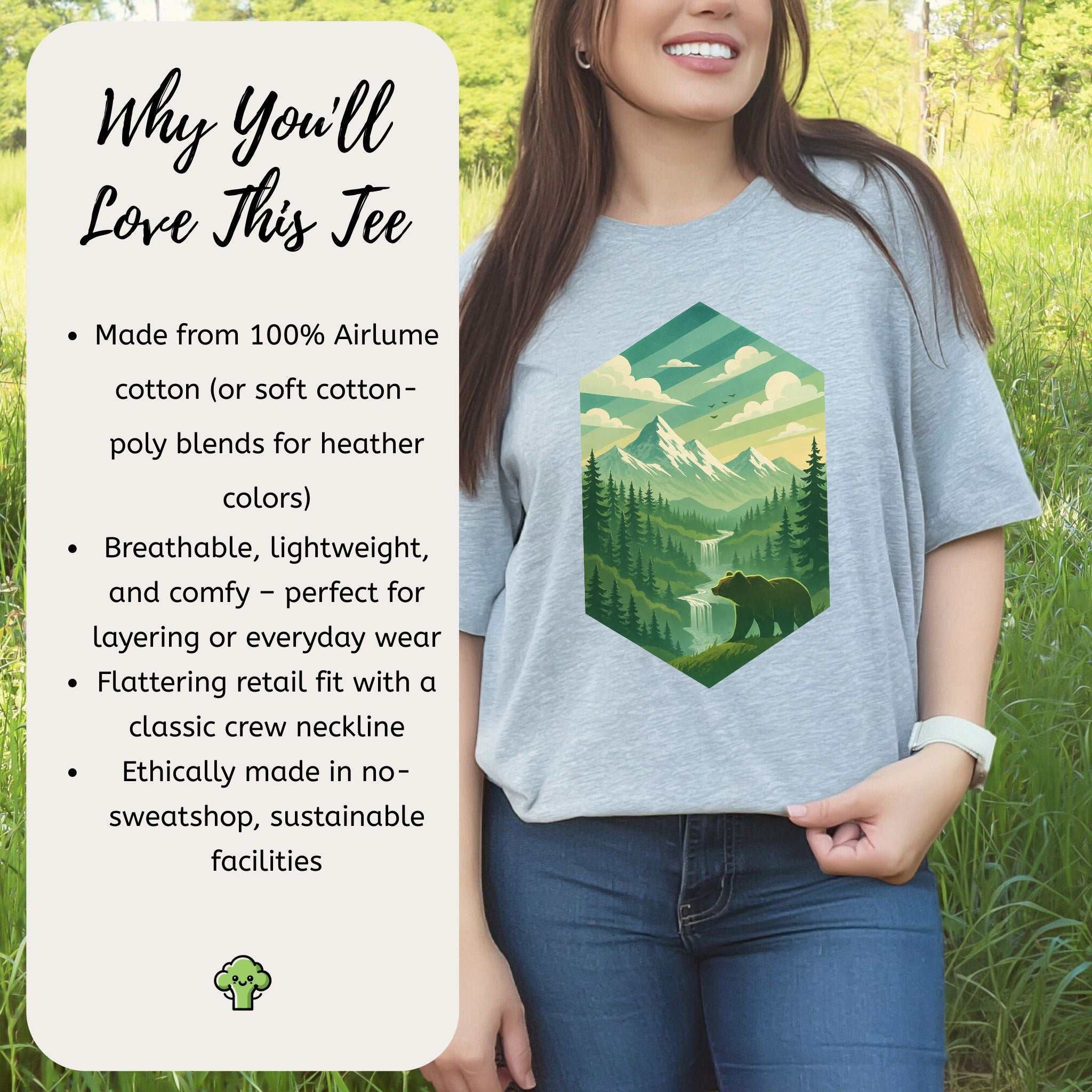 Bear in the Forest T-Shirt – Retro Mountain Wilderness Adventure Tee