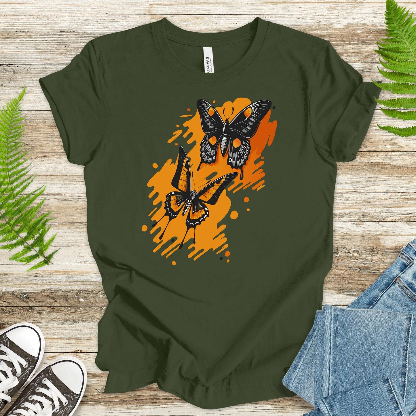 Orange Butterflies T-Shirt - TShirtree