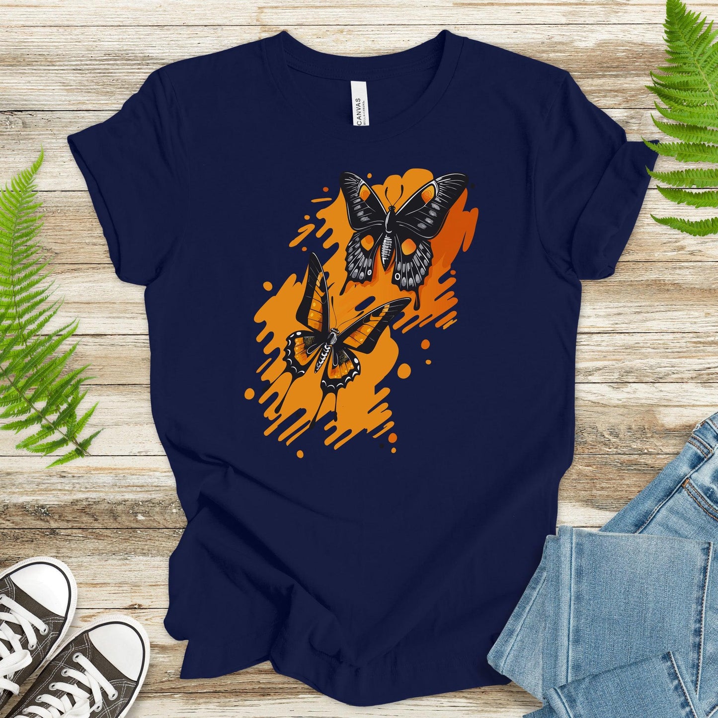 Orange Butterflies T-Shirt - TShirtree