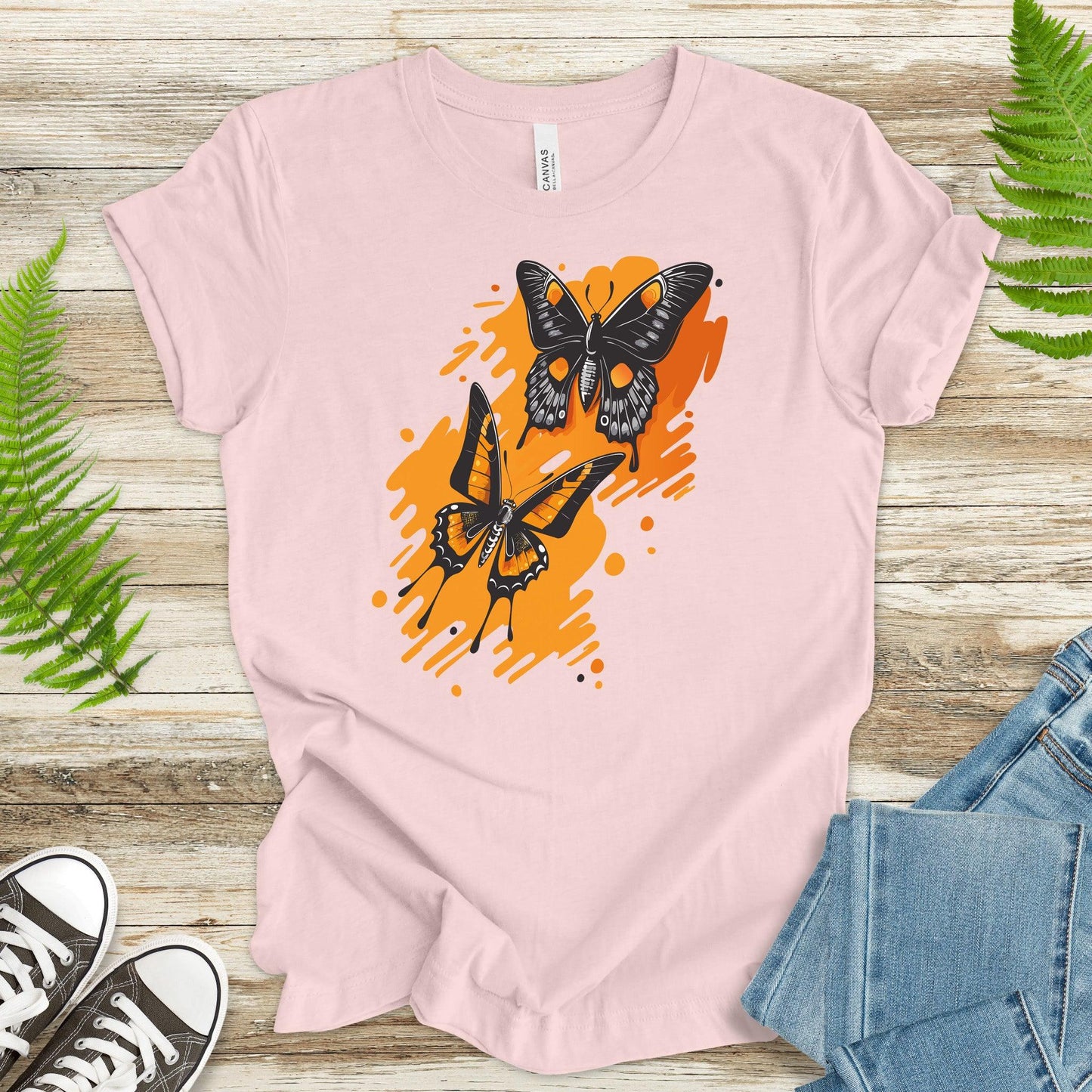 Orange Butterflies T-Shirt - TShirtree