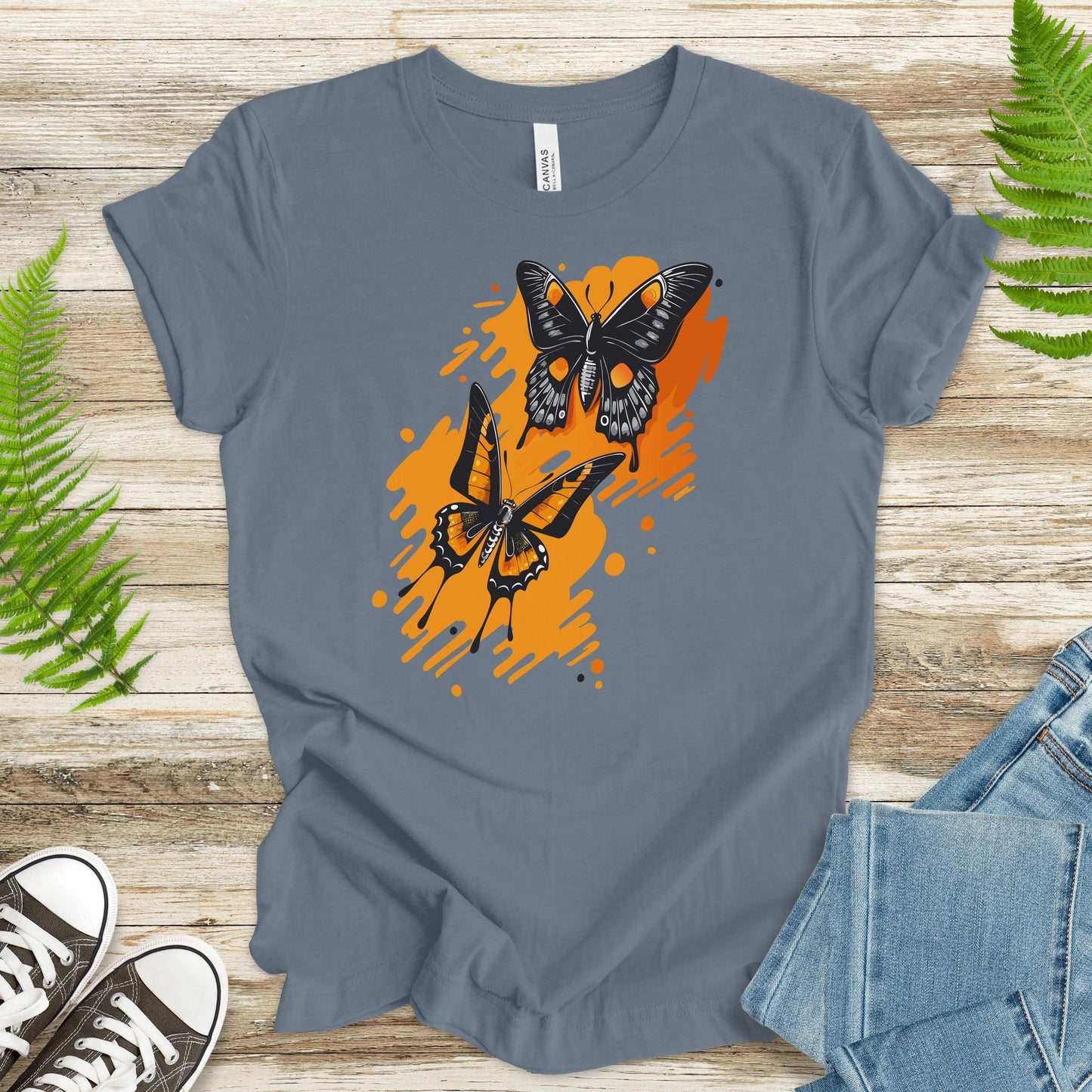 Orange Butterflies T-Shirt - TShirtree