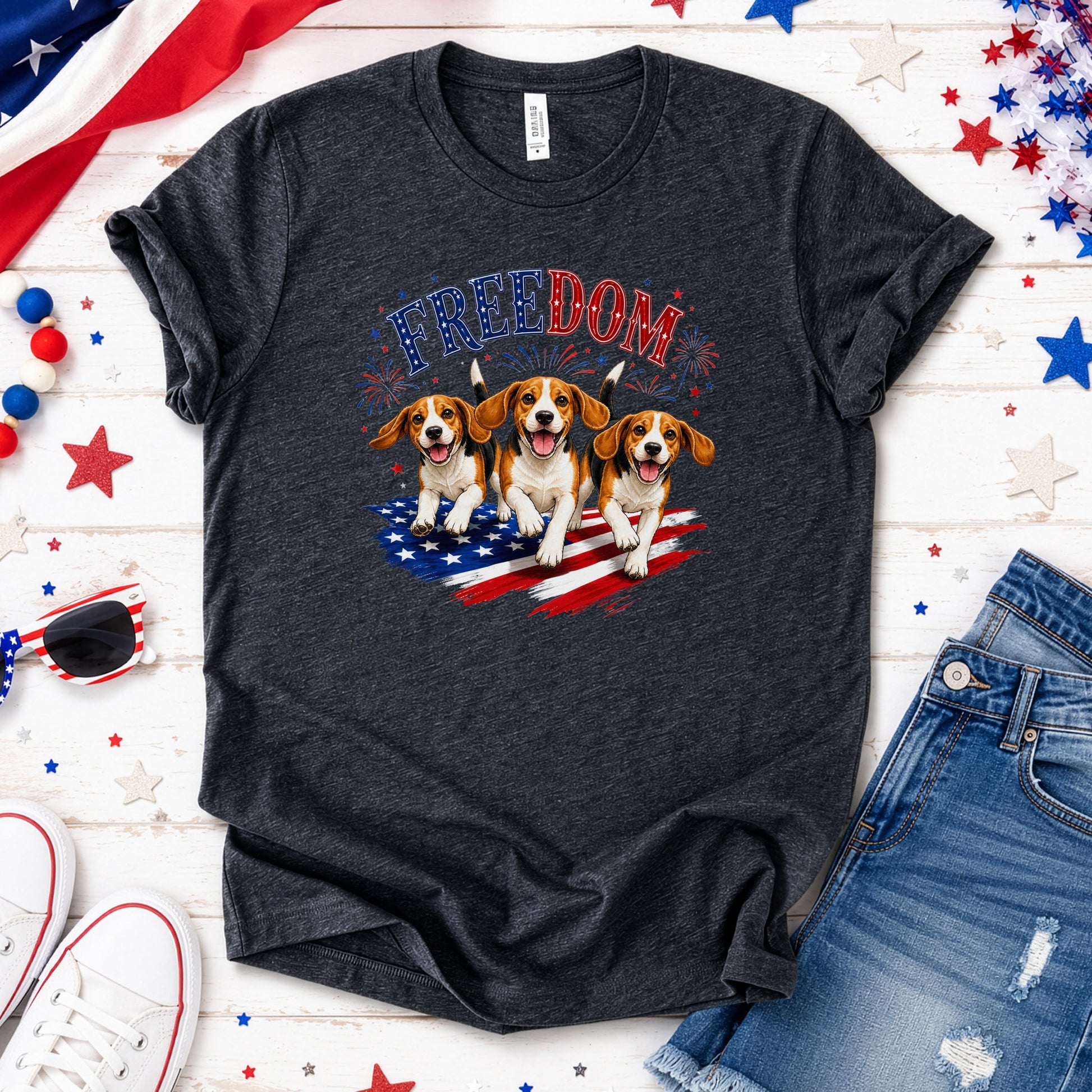 Beagles Freedom 4th of July Rescue Dog Lover Patriotic Gift T-Shirt