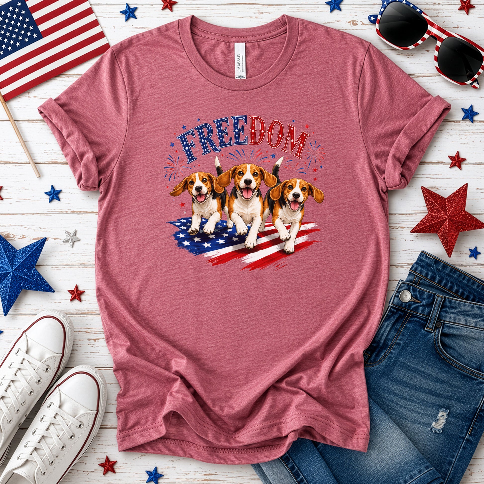 Beagles Freedom 4th of July Rescue Dog Lover Patriotic Gift T-Shirt