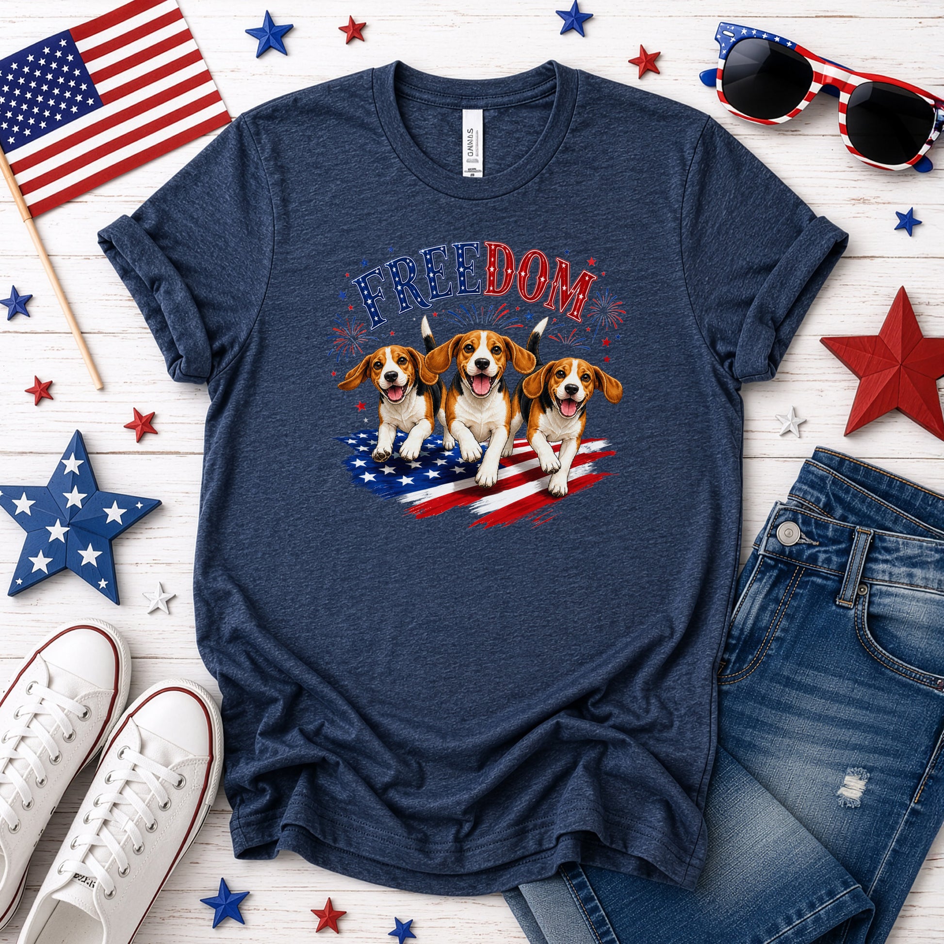 Beagles Freedom 4th of July Rescue Dog Lover Patriotic Gift T-Shirt