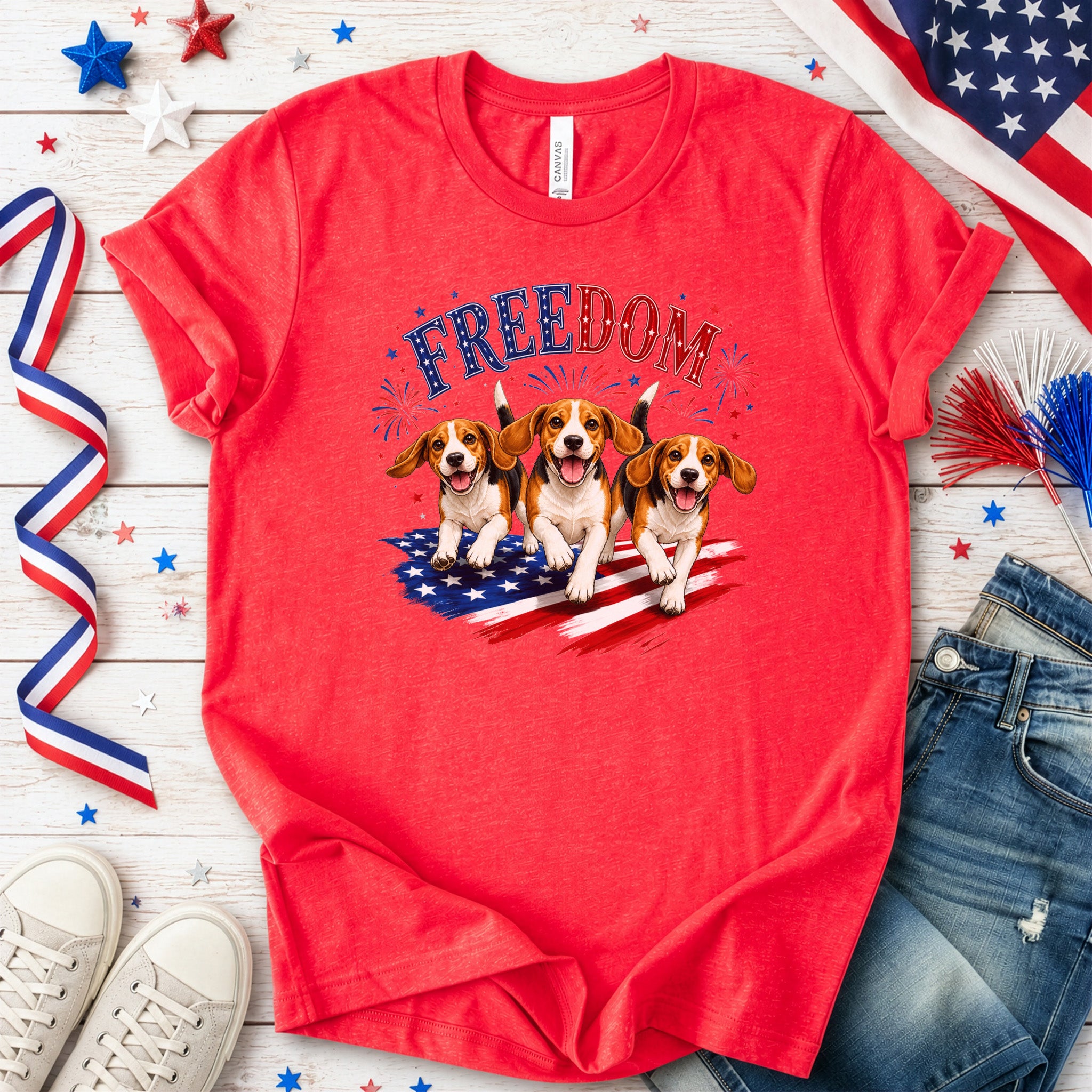 Beagles Freedom 4th of July Rescue Dog Lover Patriotic Gift T-Shirt