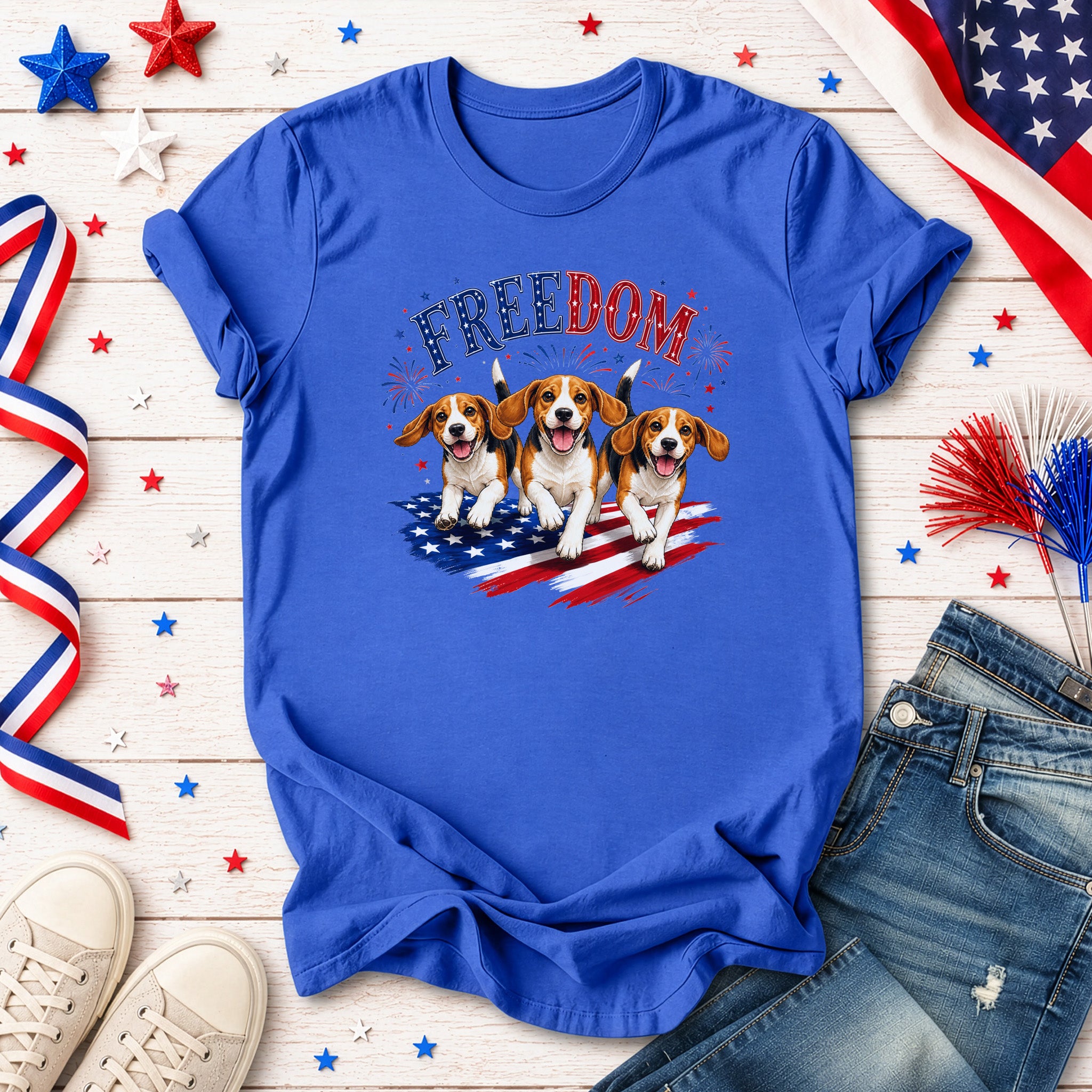 Beagles Freedom 4th of July Rescue Dog Lover Patriotic Gift T-Shirt