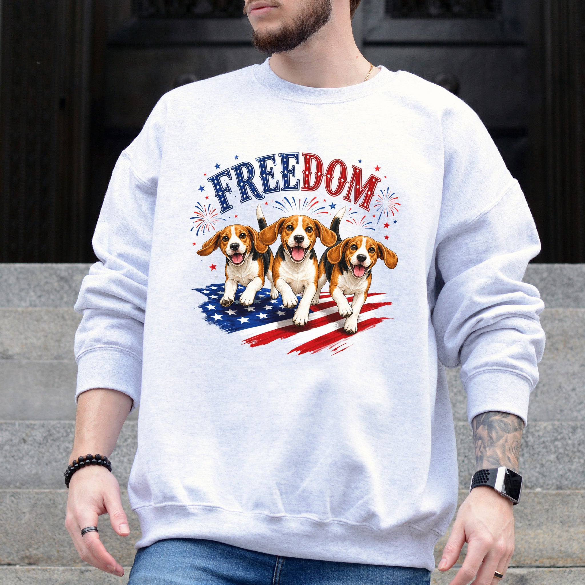 Beagles Freedom 4th of July Rescue Dog Lover Patriotic Gift Sweatshirt