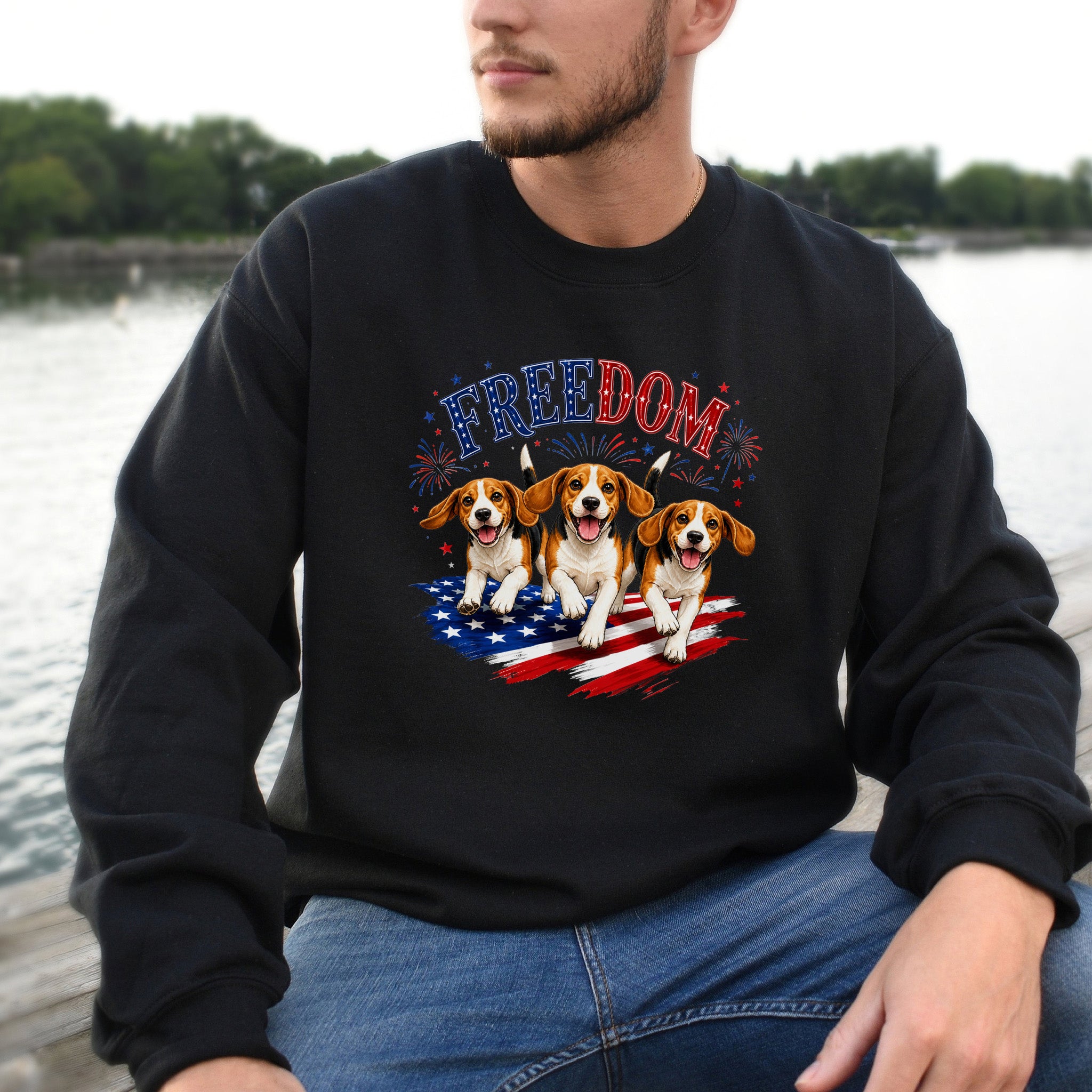 Beagles Freedom 4th of July Rescue Dog Lover Patriotic Gift Sweatshirt