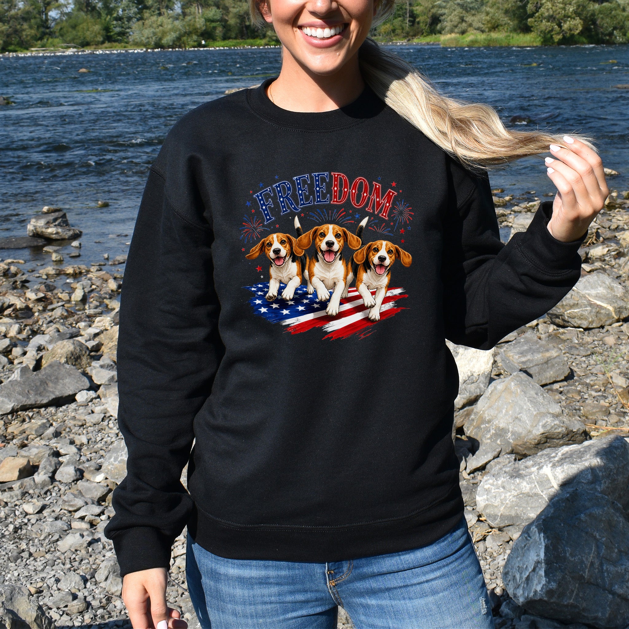 Beagles Freedom 4th of July Rescue Dog Lover Patriotic Gift Sweatshirt