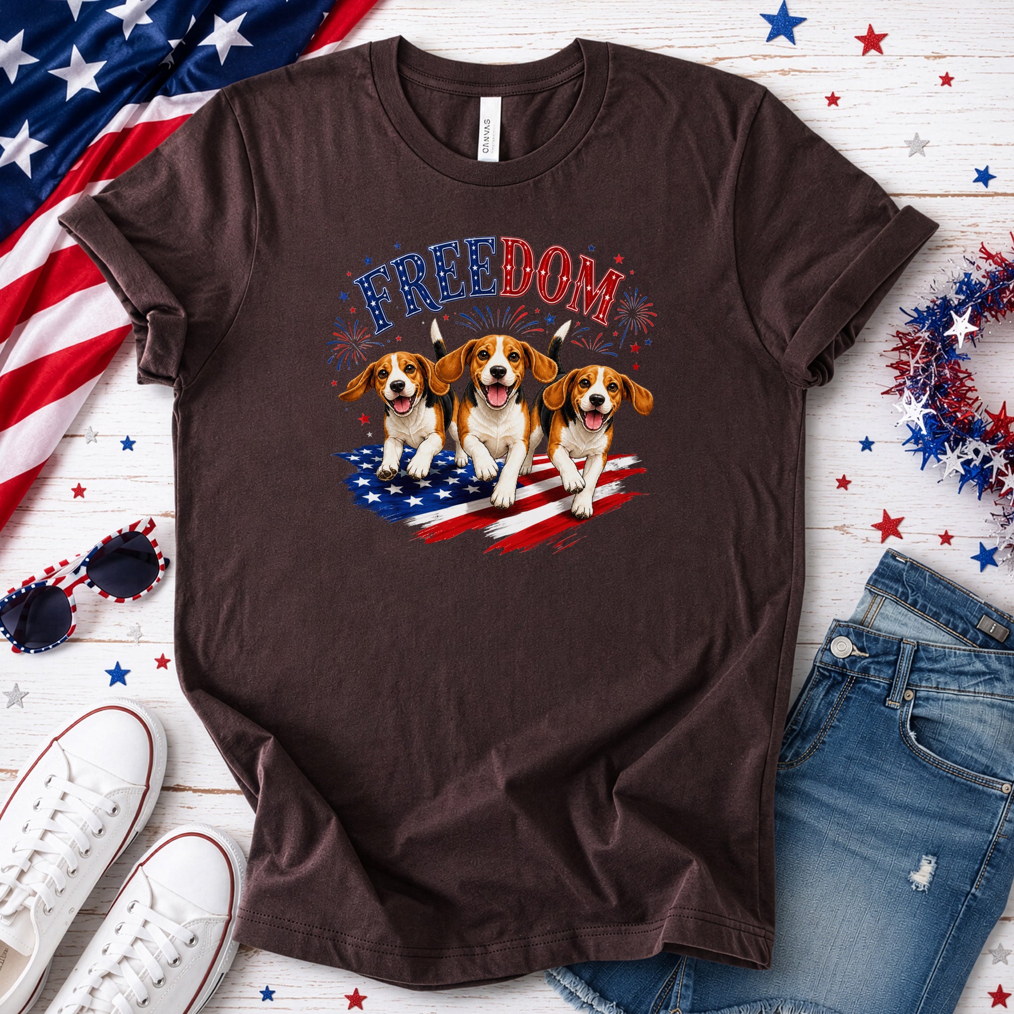 Beagles Freedom 4th of July Rescue Dog Lover Patriotic Gift T-Shirt