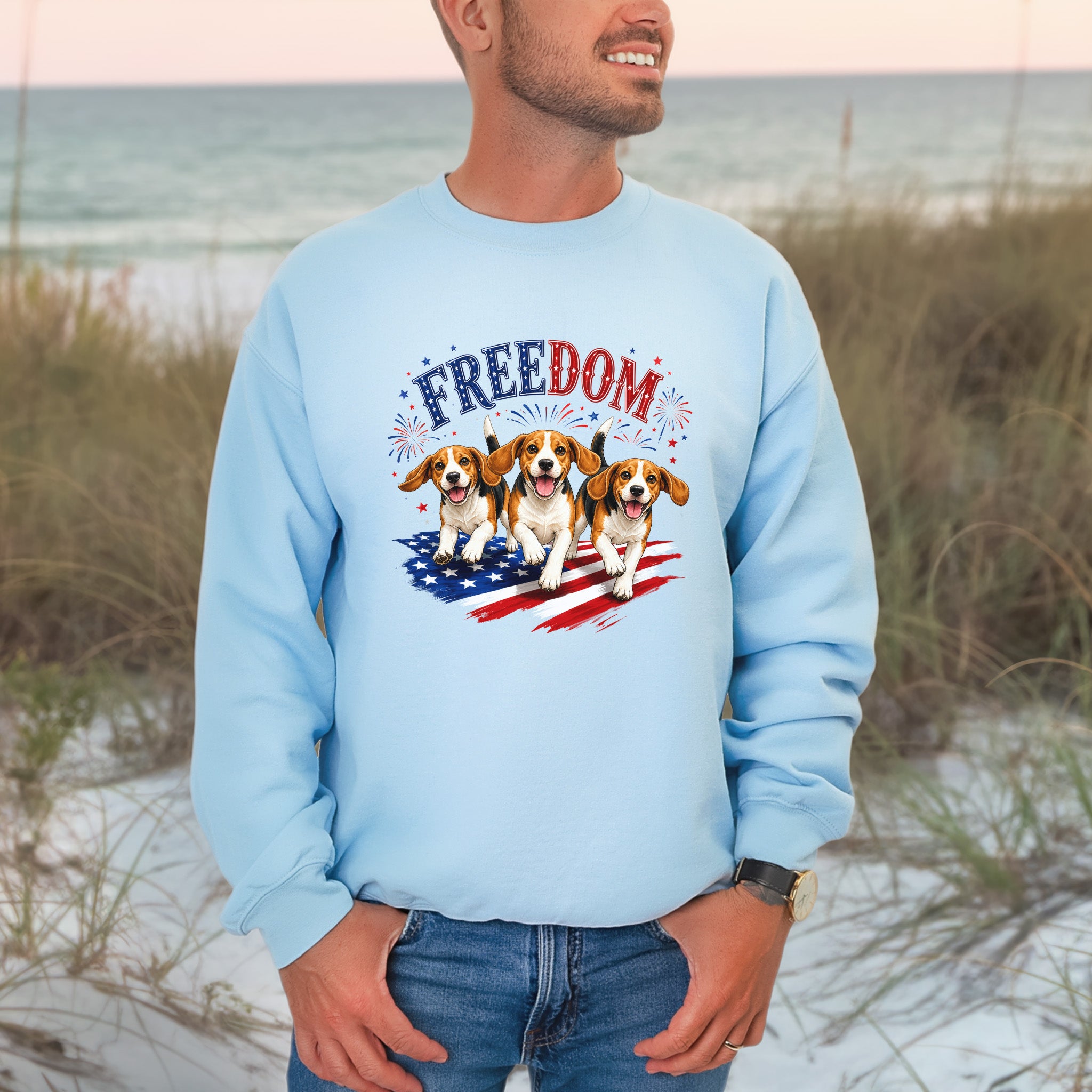 Beagles Freedom 4th of July Rescue Dog Lover Patriotic Gift Sweatshirt