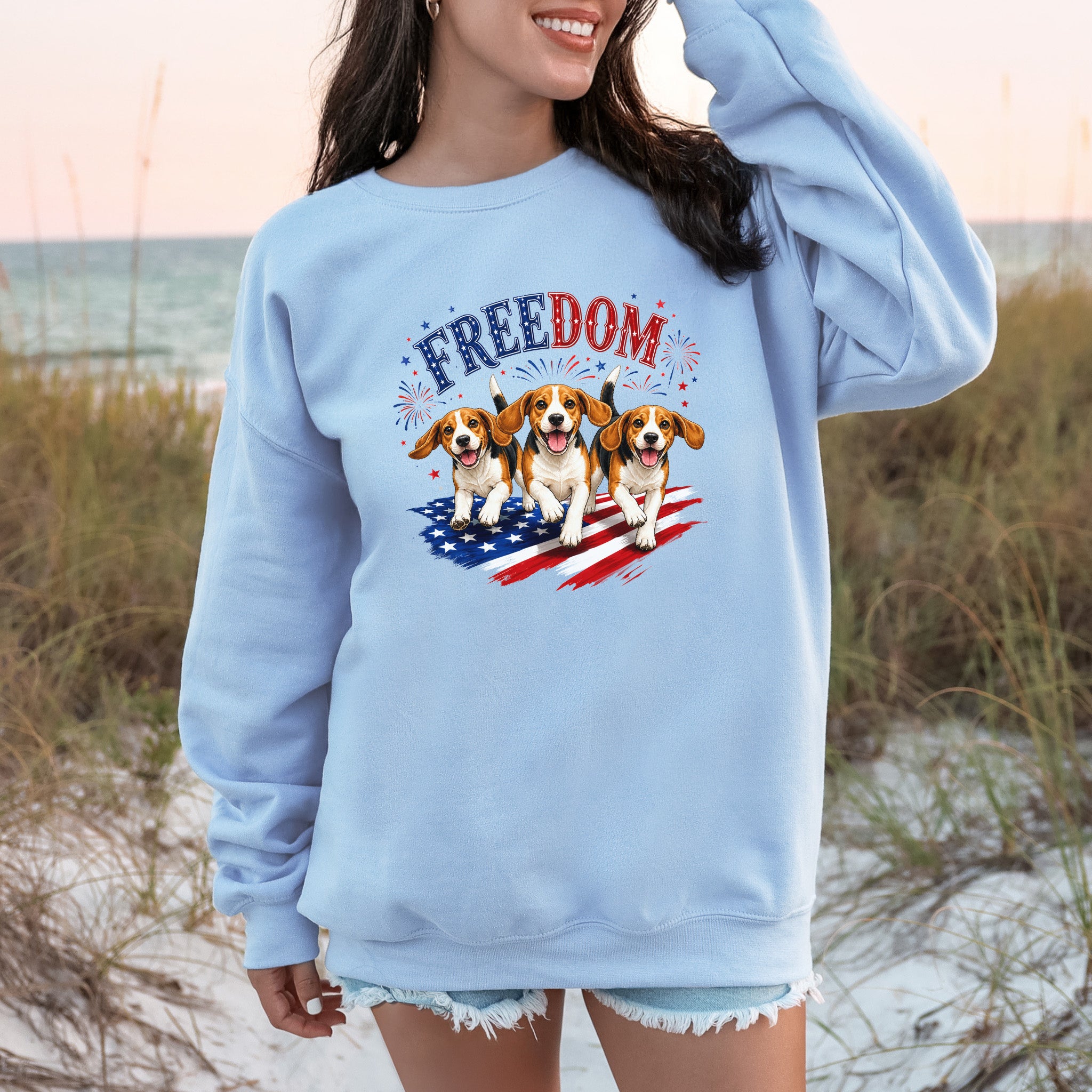 Beagles Freedom 4th of July Rescue Dog Lover Patriotic Gift Sweatshirt