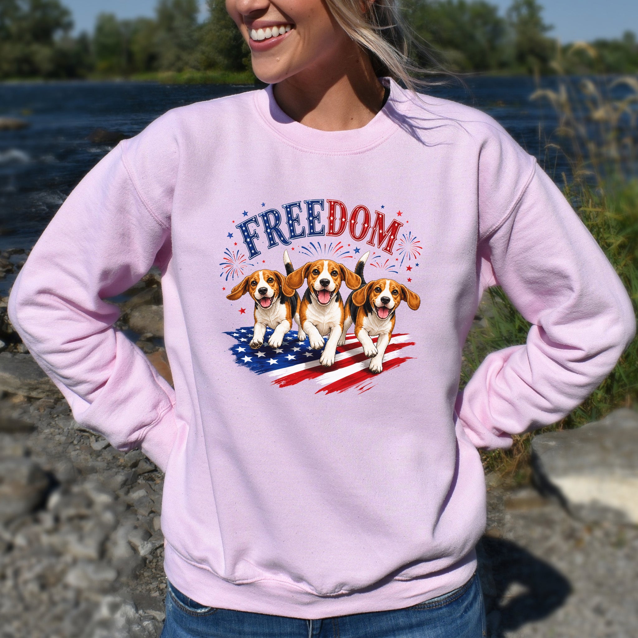 Beagles Freedom 4th of July Rescue Dog Lover Patriotic Gift Sweatshirt