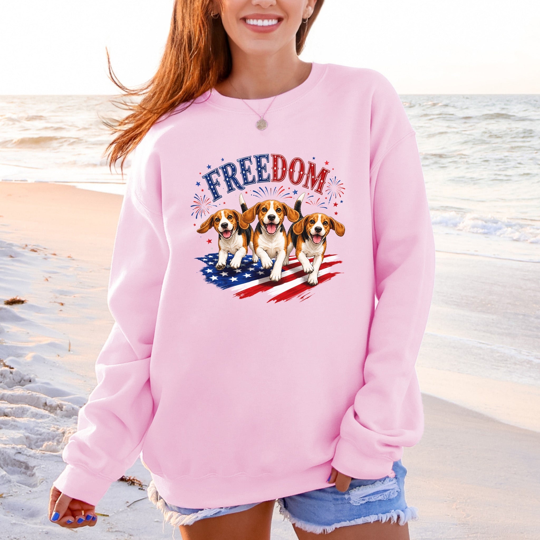 Beagles Freedom 4th of July Rescue Dog Lover Patriotic Gift Sweatshirt