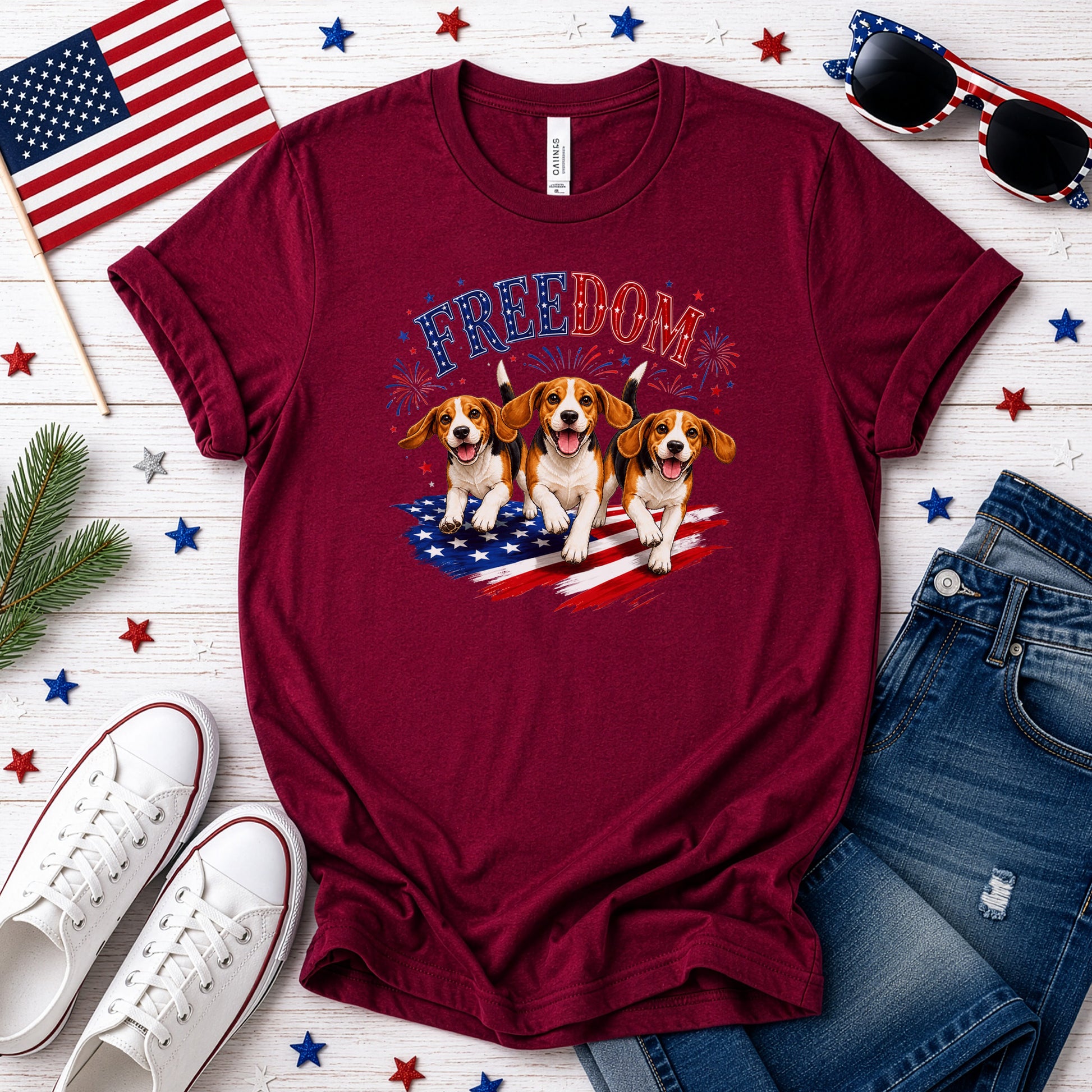 Beagles Freedom 4th of July Rescue Dog Lover Patriotic Gift T-Shirt