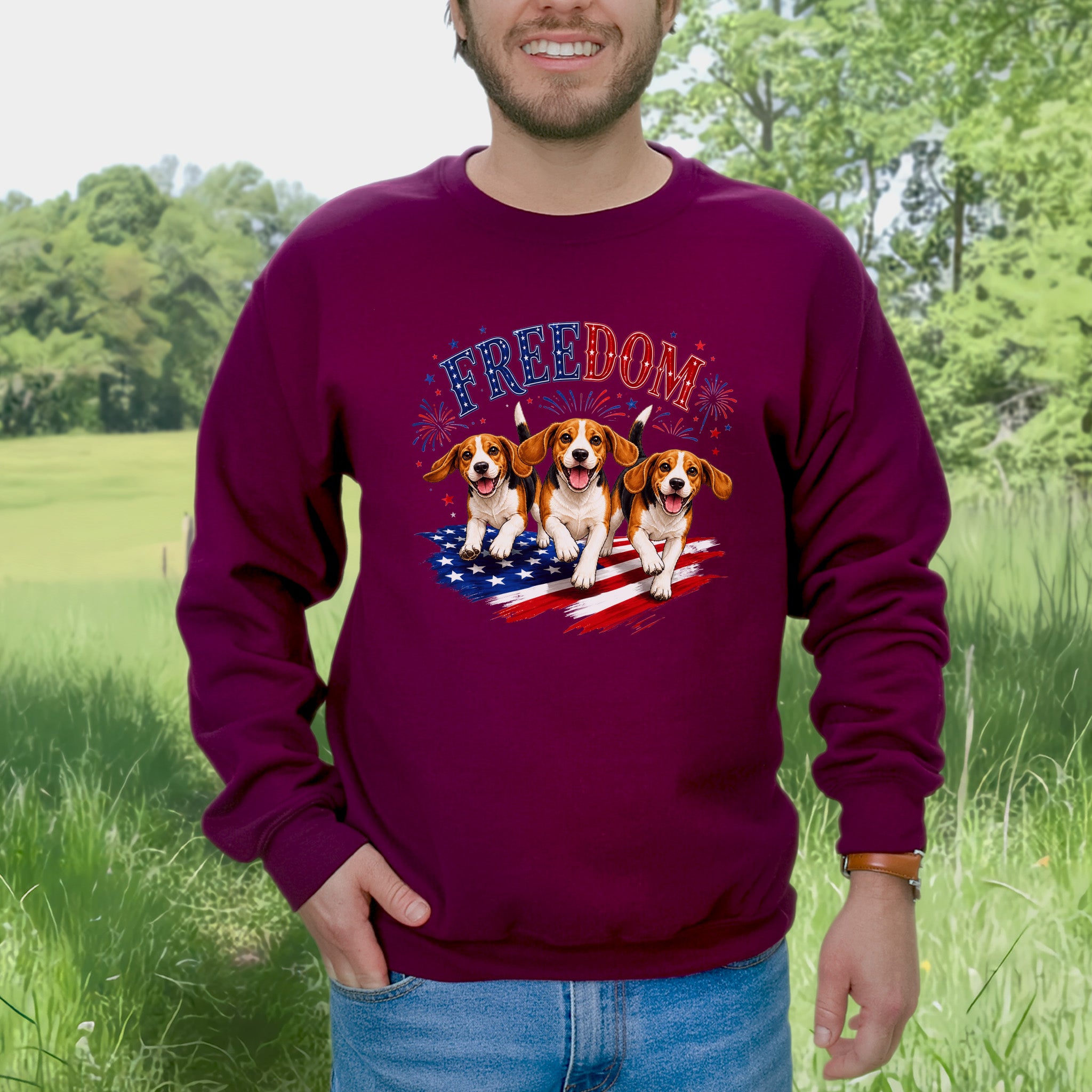 Beagles Freedom 4th of July Rescue Dog Lover Patriotic Gift Sweatshirt