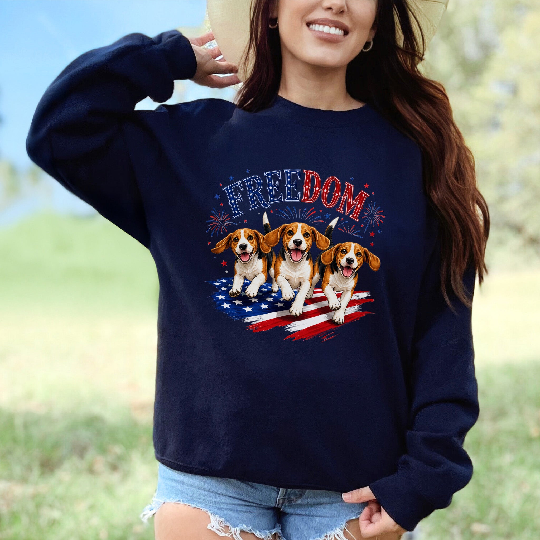 Beagles Freedom 4th of July Rescue Dog Lover Patriotic Gift Sweatshirt