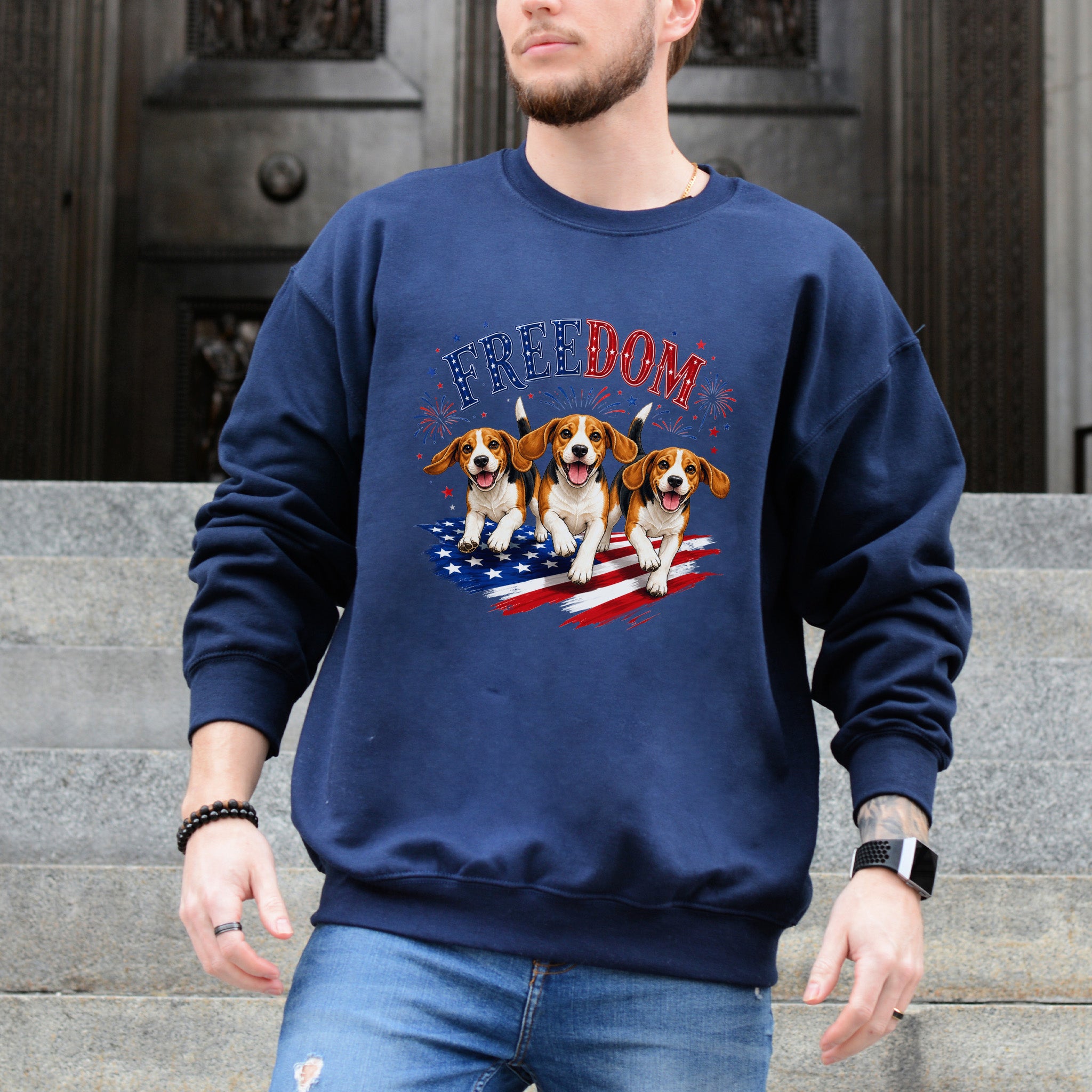 Beagles Freedom 4th of July Rescue Dog Lover Patriotic Gift Sweatshirt