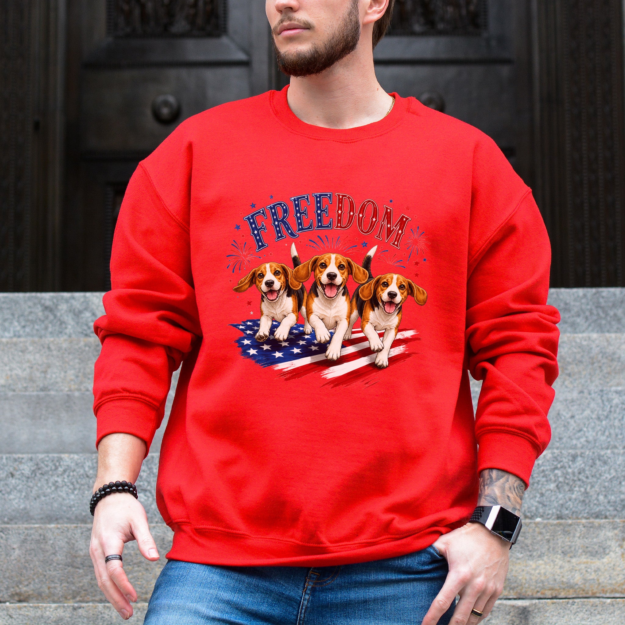 Beagles Freedom 4th of July Rescue Dog Lover Patriotic Gift Sweatshirt