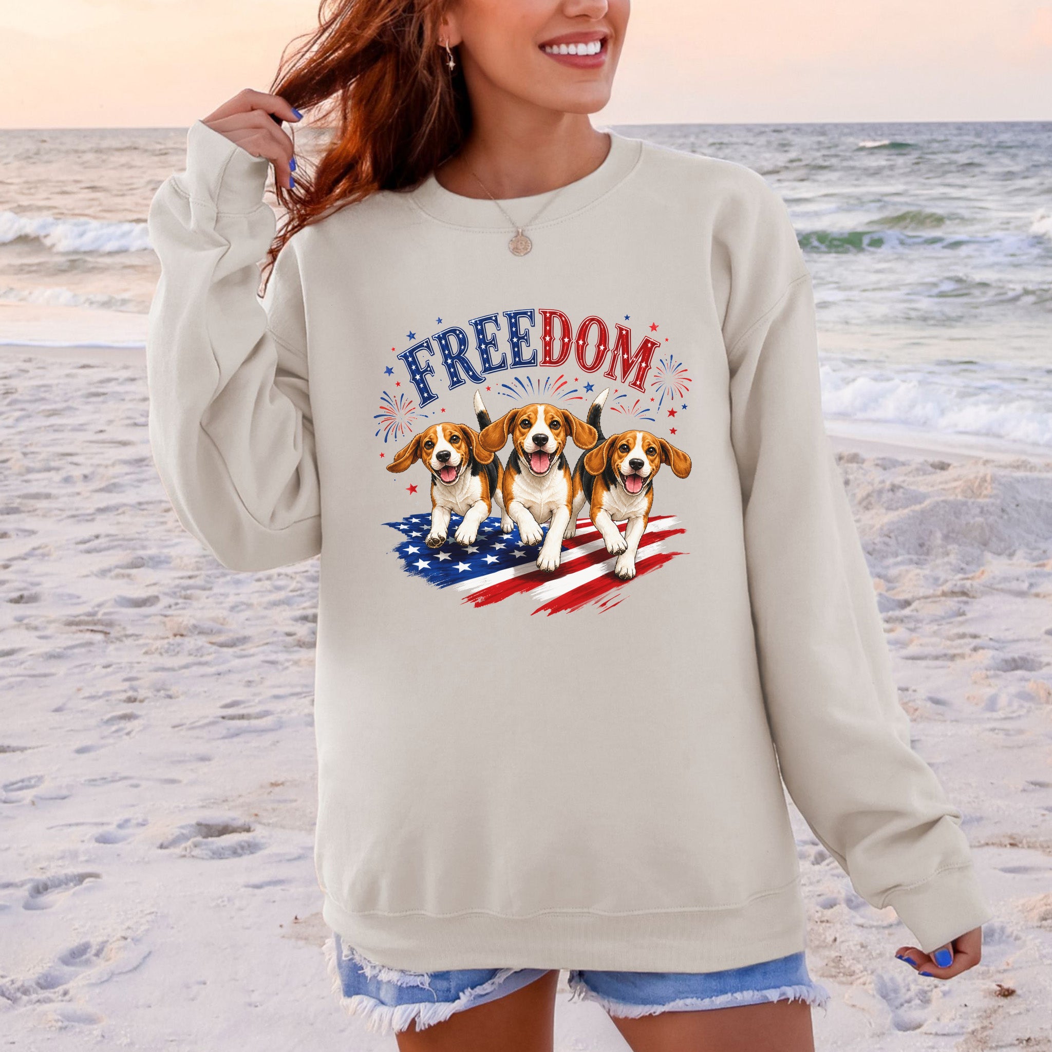 Beagles Freedom 4th of July Rescue Dog Lover Patriotic Gift Sweatshirt