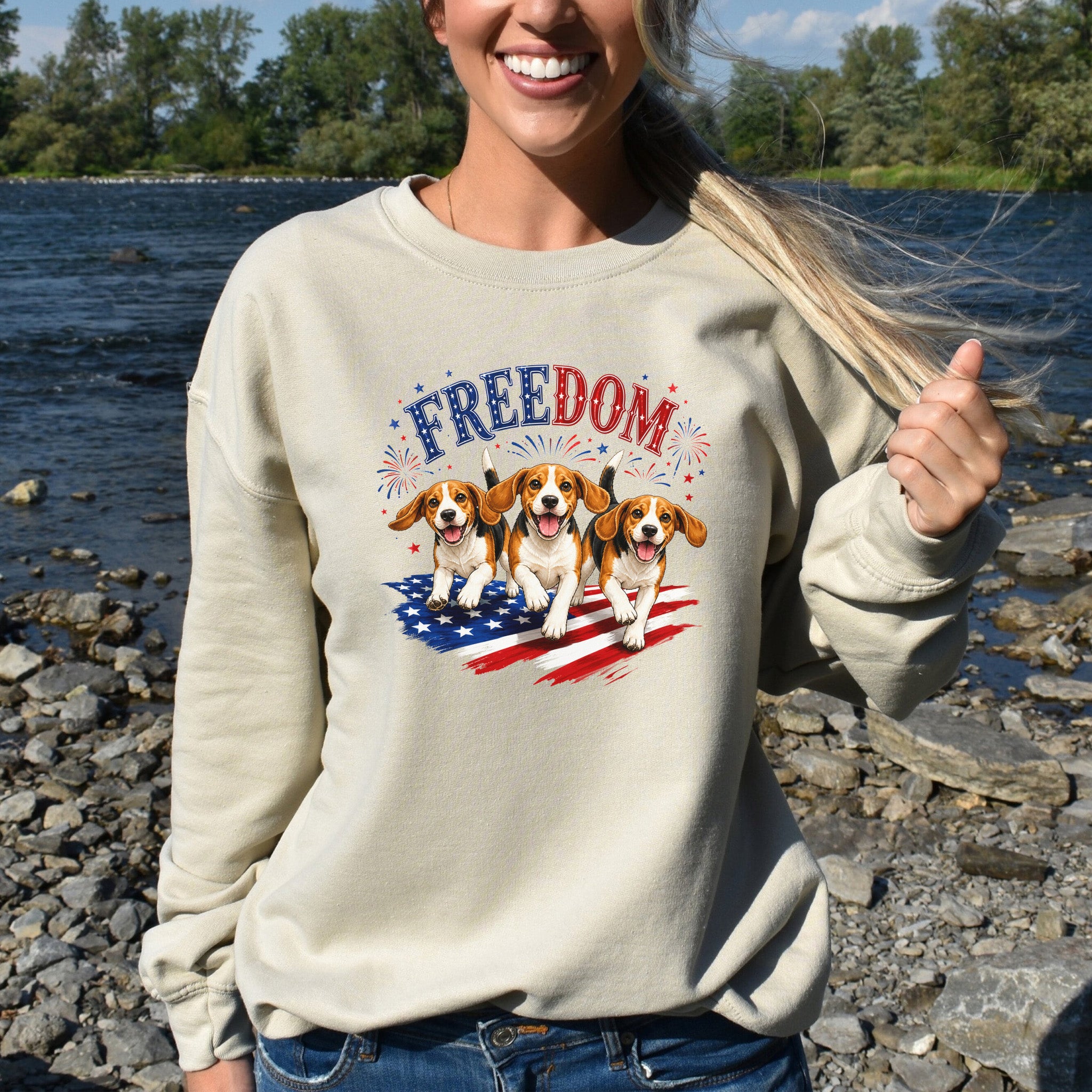Beagles Freedom 4th of July Rescue Dog Lover Patriotic Gift Sweatshirt