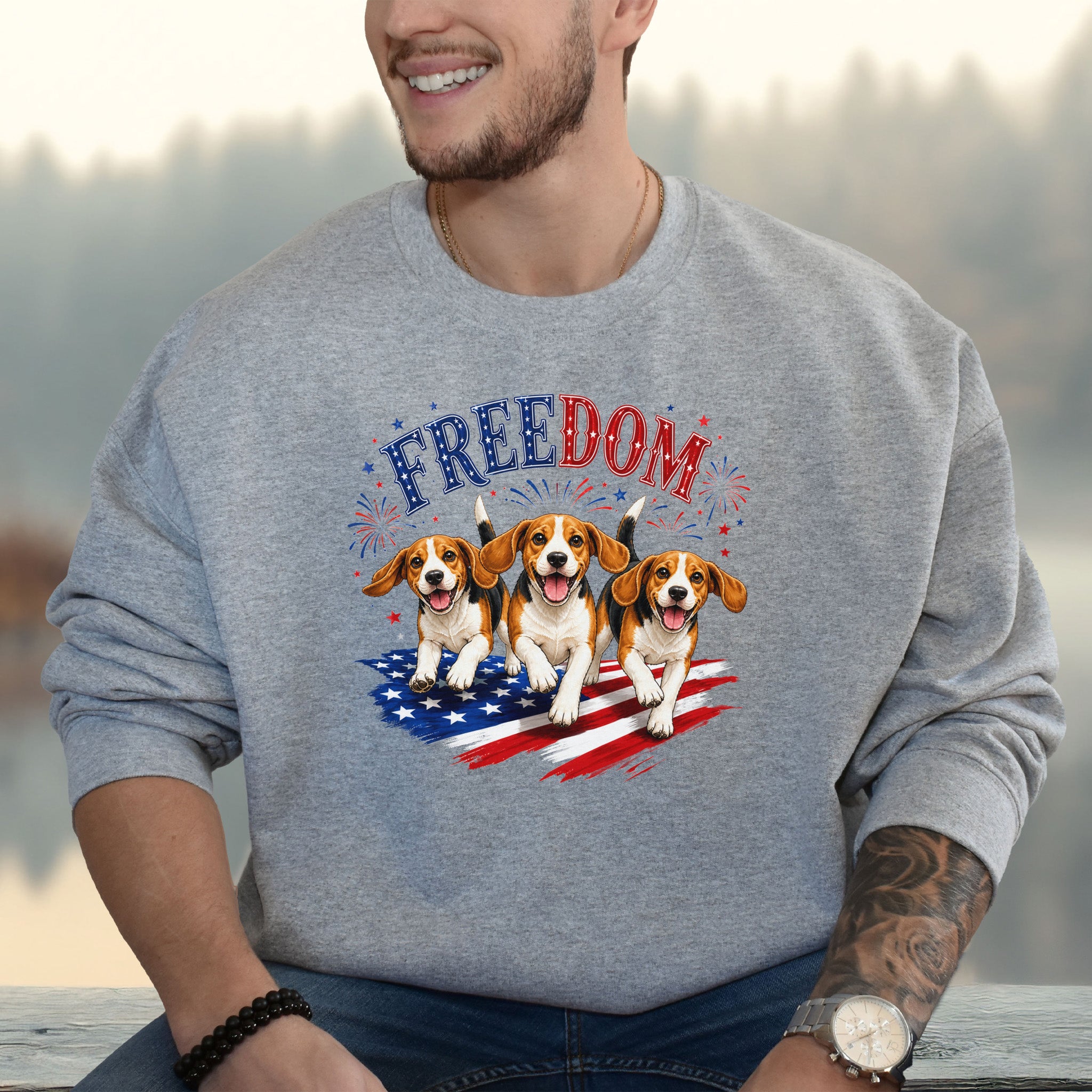 Beagles Freedom 4th of July Rescue Dog Lover Patriotic Gift Sweatshirt
