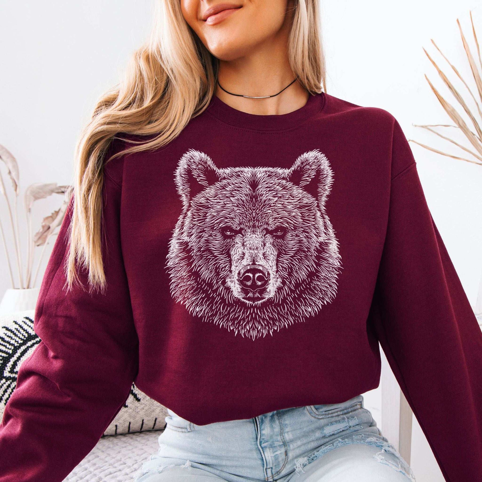 Bear Spirit Animal Sweatshirt – Minimalist Wildlife Strength & Soul