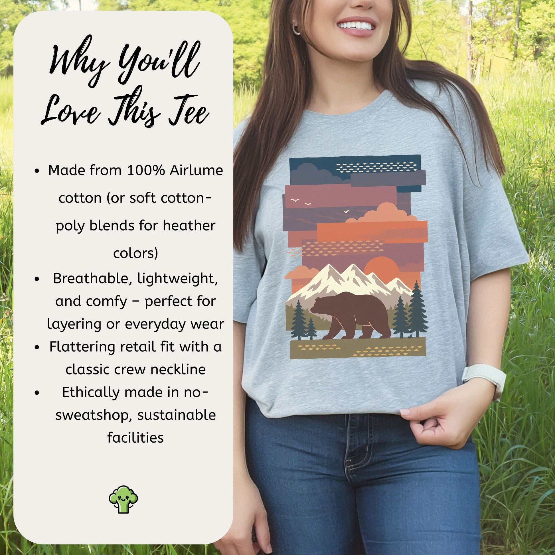 Bear & Mountains T-Shirt – Retro Wilderness Adventure Tee