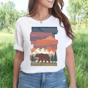 Bear & Mountains T-Shirt – Retro Wilderness Adventure Tee