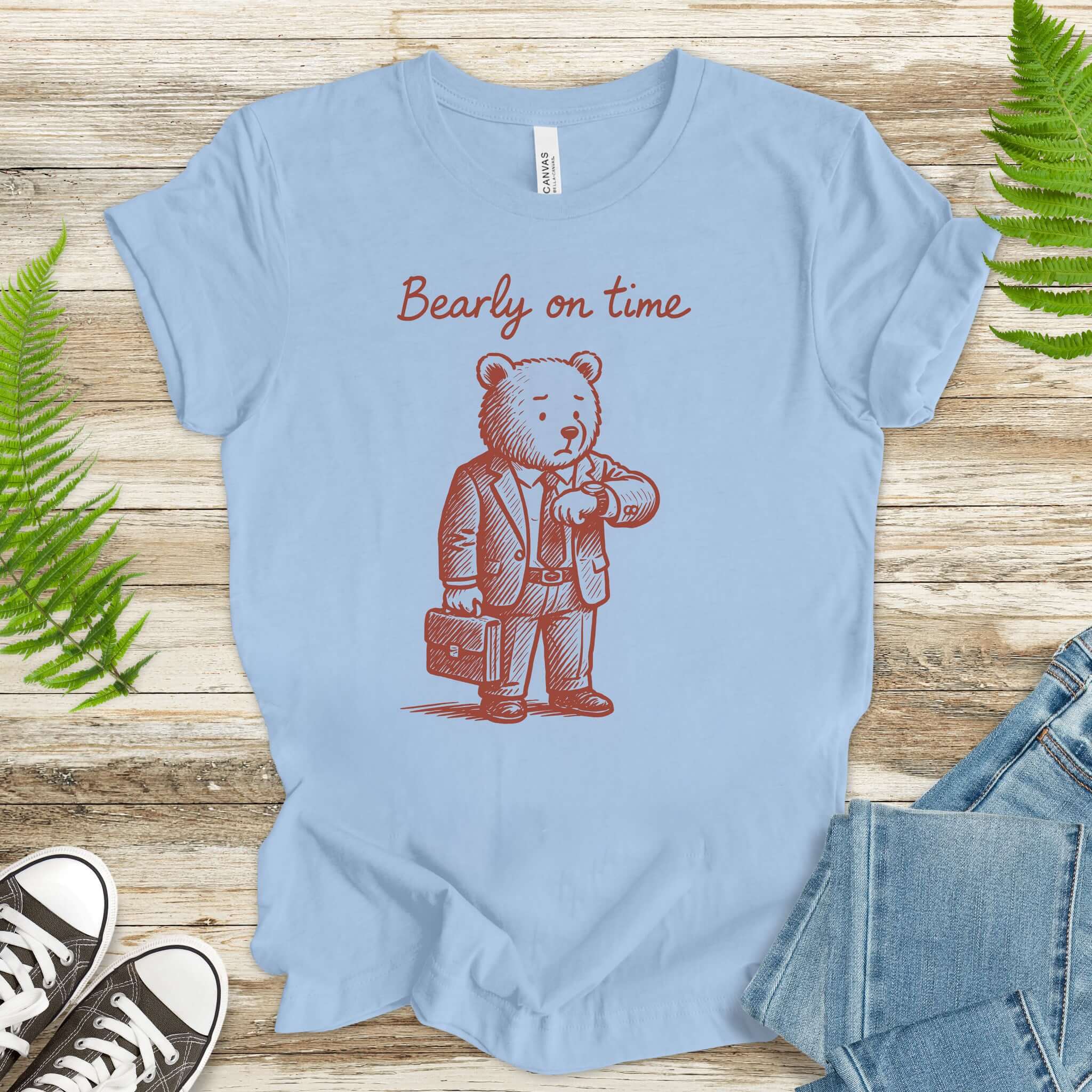 Bearly On Time Business Bear T-Shirt