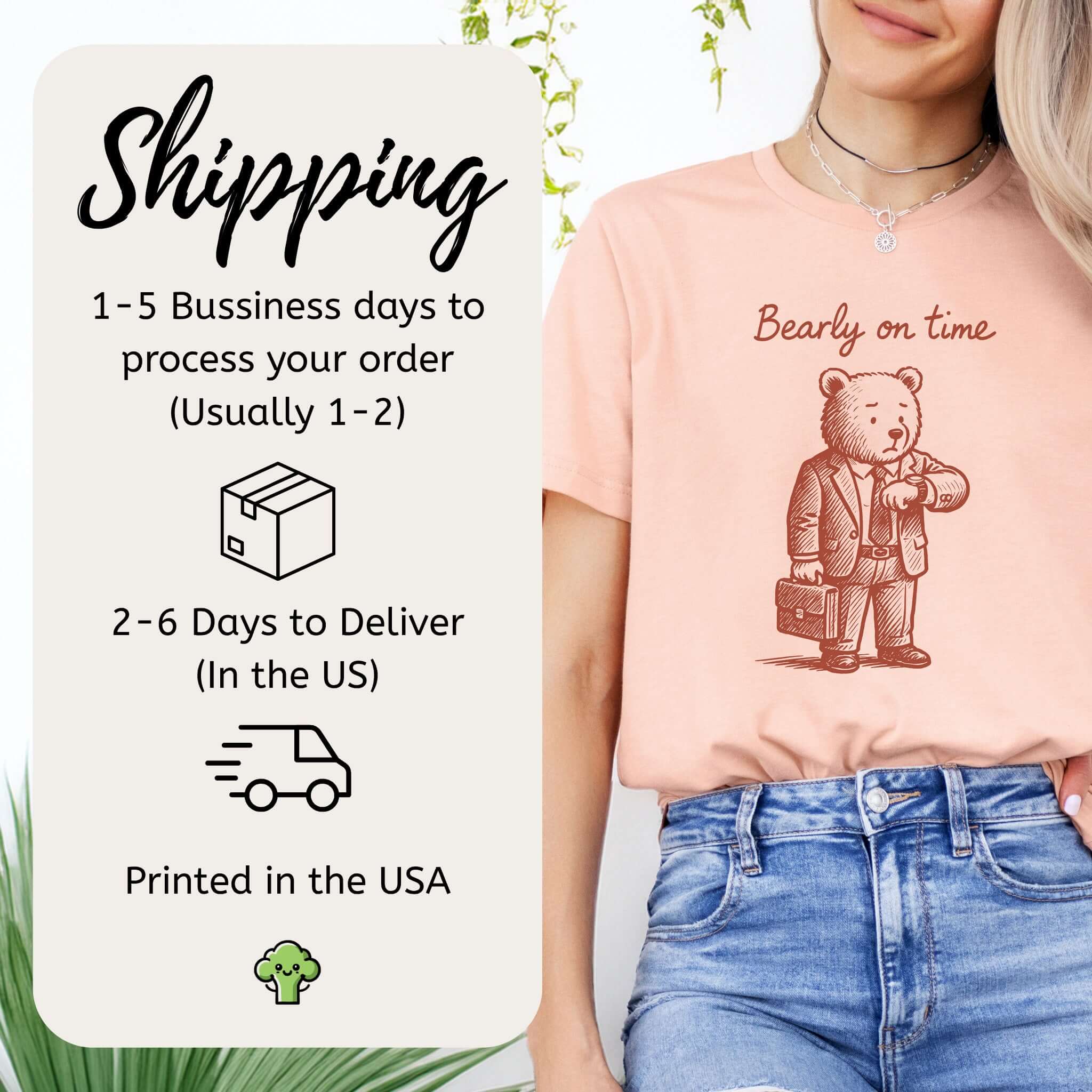Bearly On Time Business Bear T-Shirt