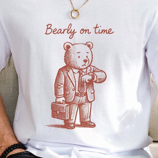 Bearly On Time Business Bear T-Shirt