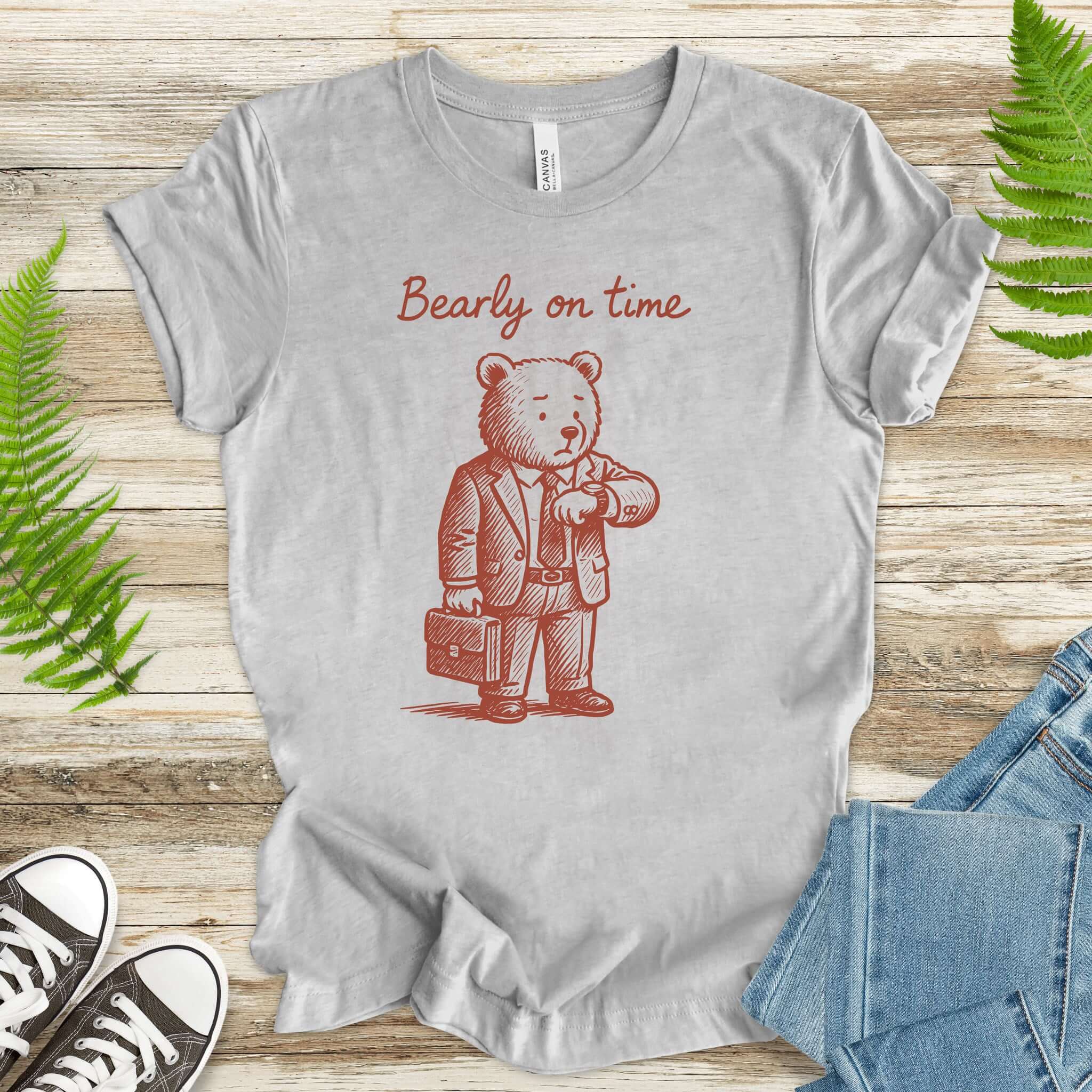 Bearly On Time Business Bear T-Shirt