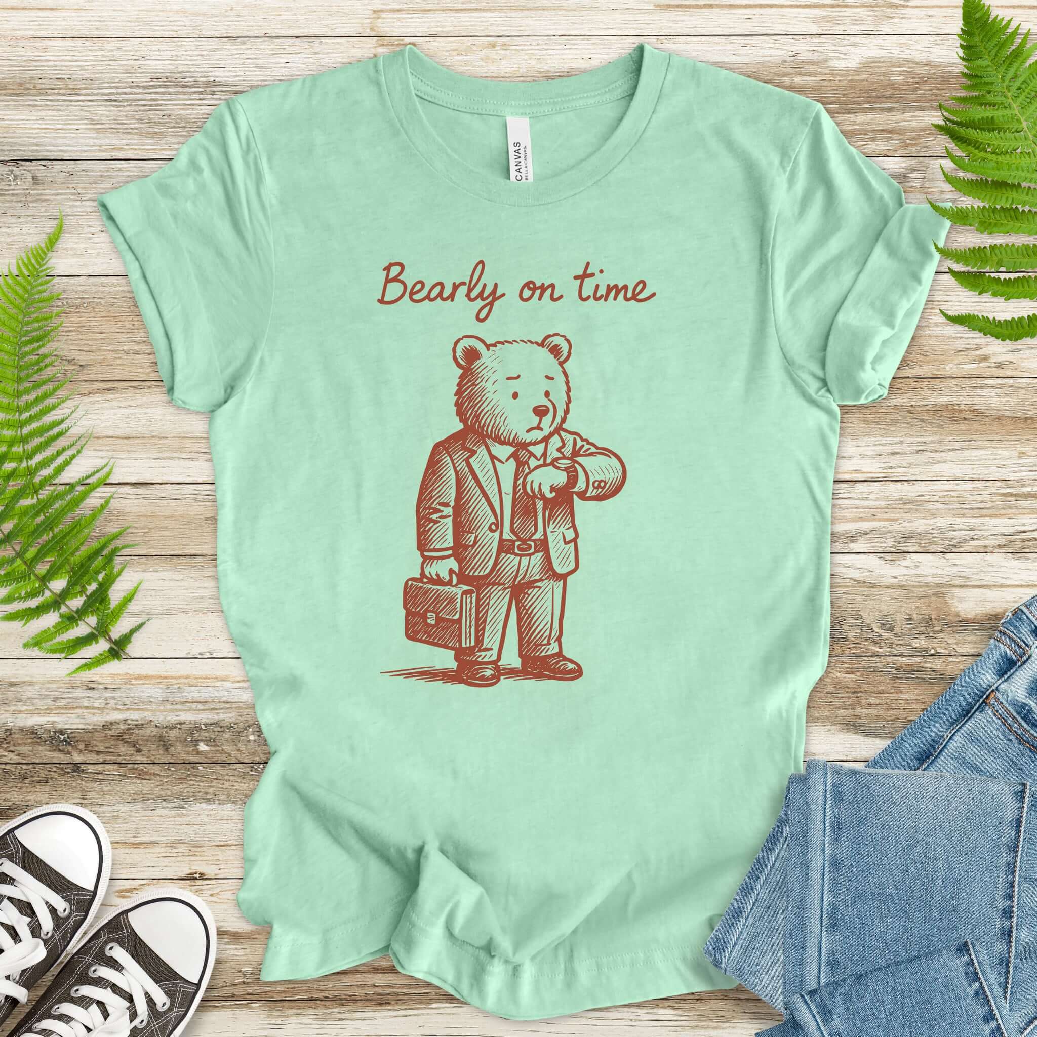 Bearly On Time Business Bear T-Shirt
