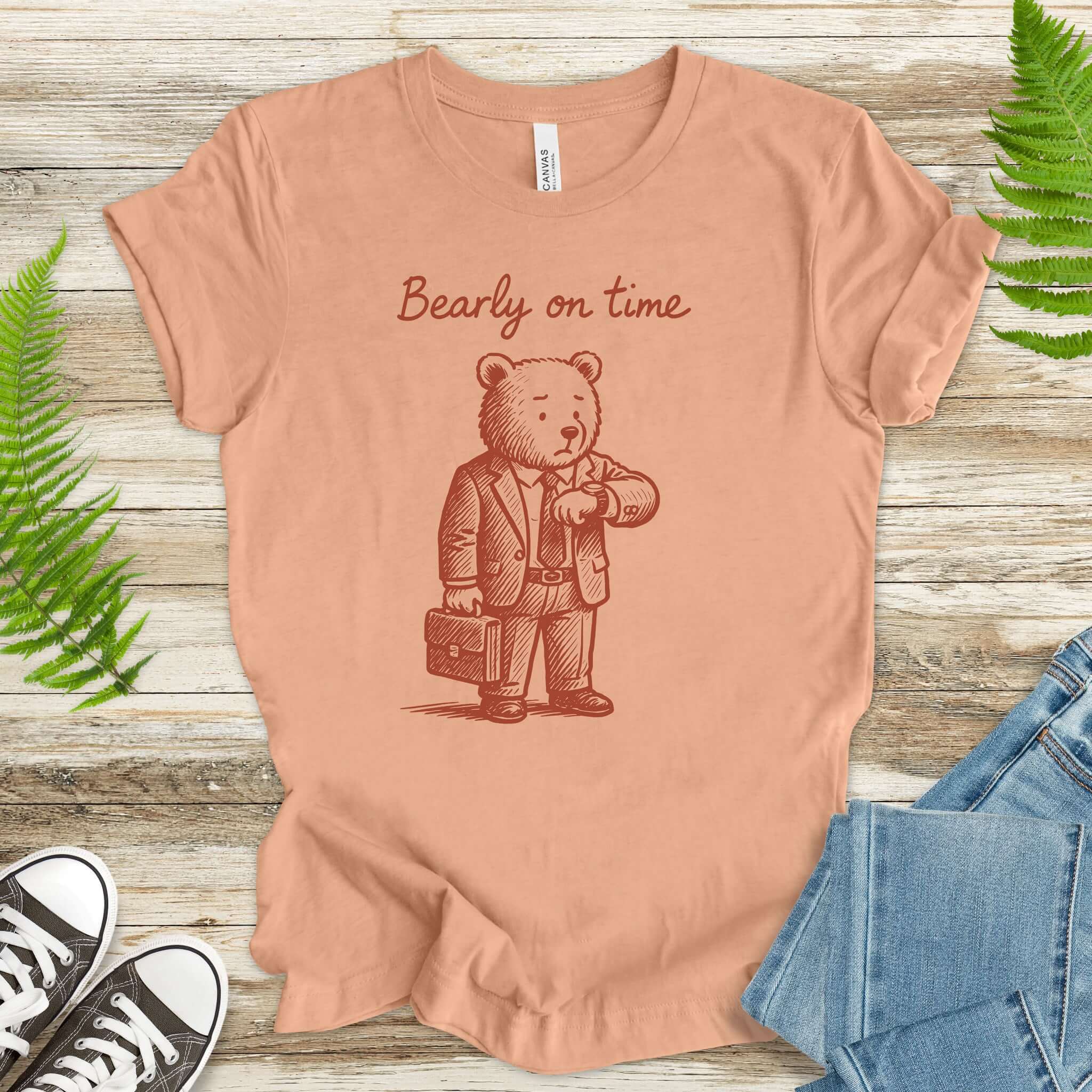 Bearly On Time Business Bear T-Shirt