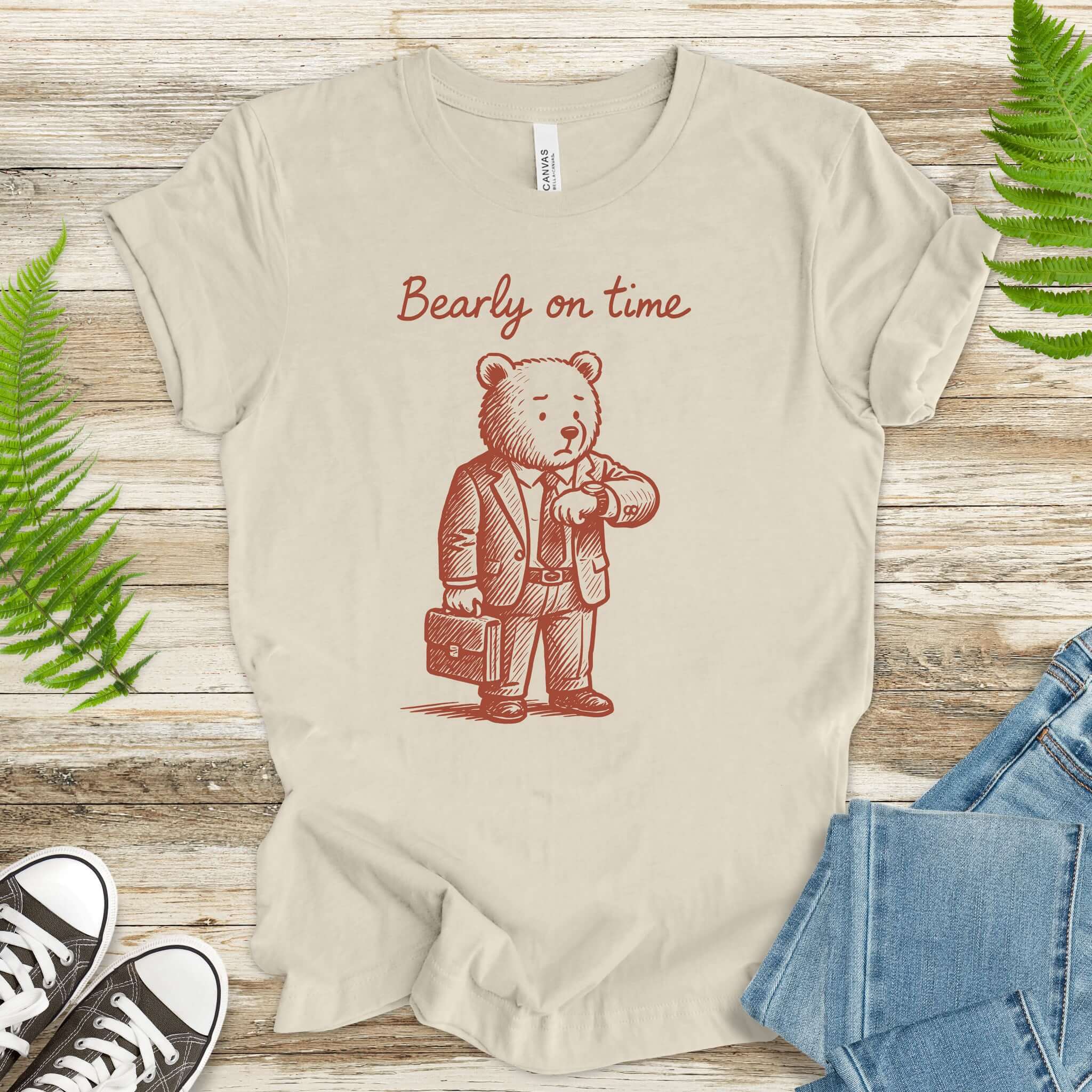Bearly On Time Business Bear T-Shirt