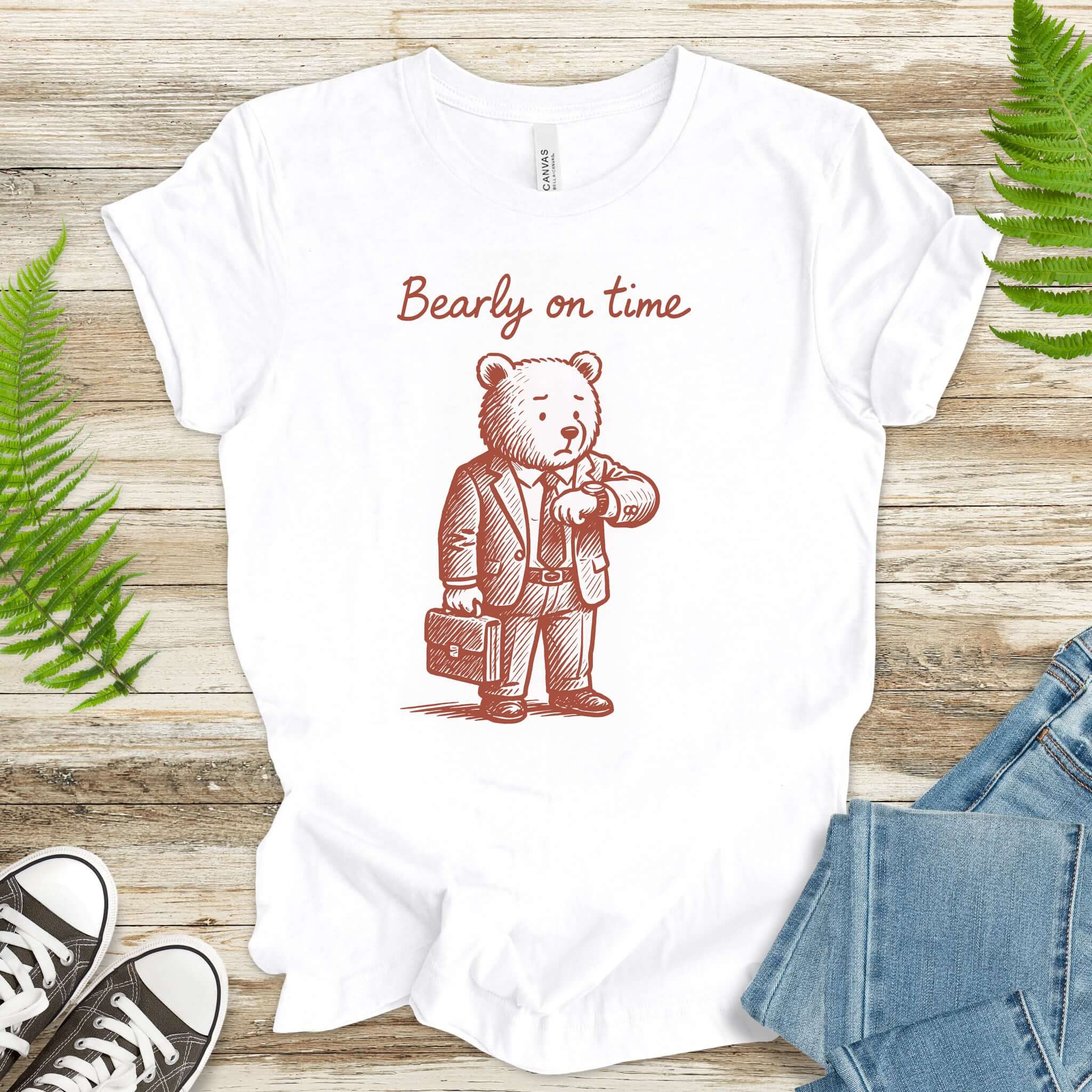Bearly On Time Business Bear T-Shirt