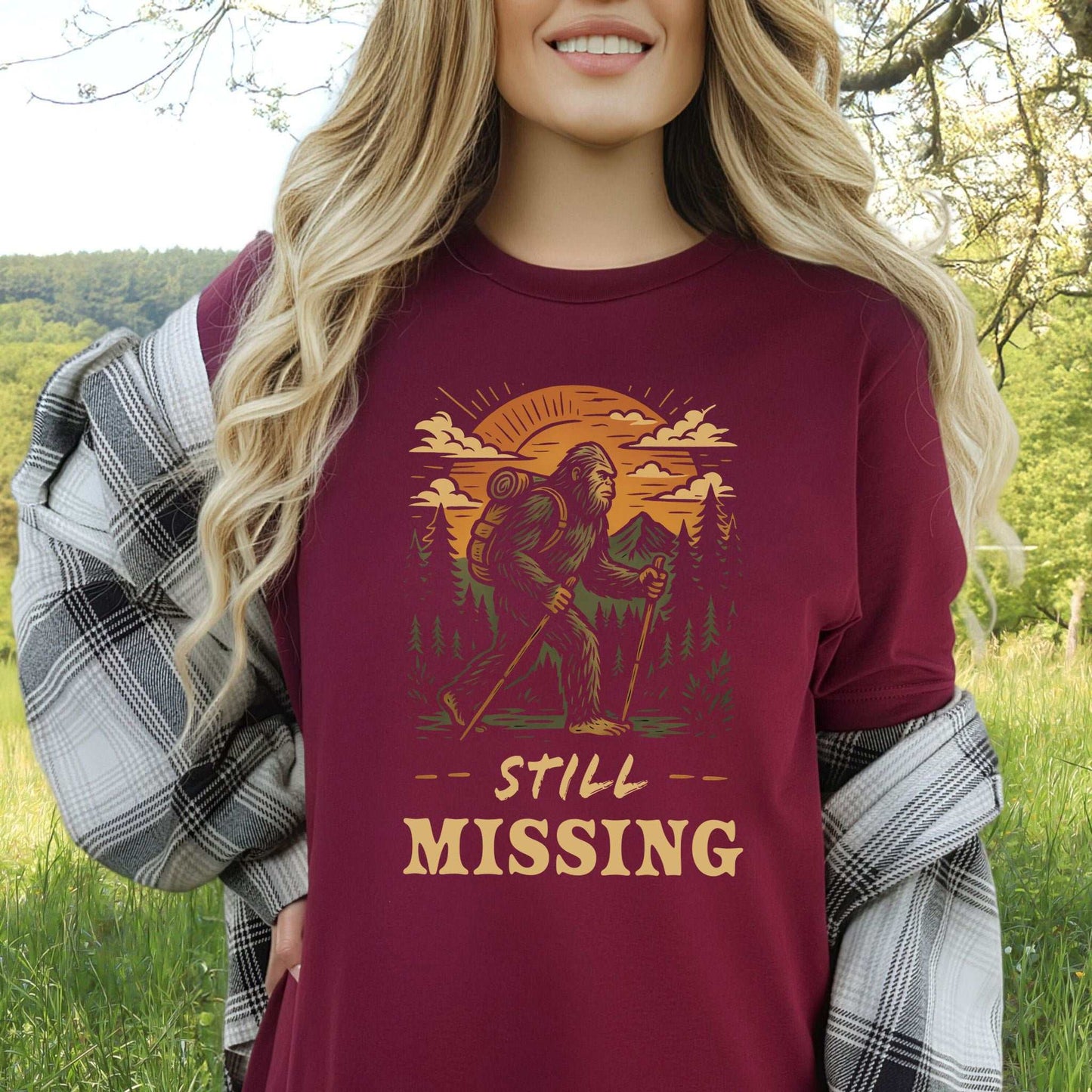 Still Missing Bigfoot T-Shirt – Funny Cryptid Hiking Tee
