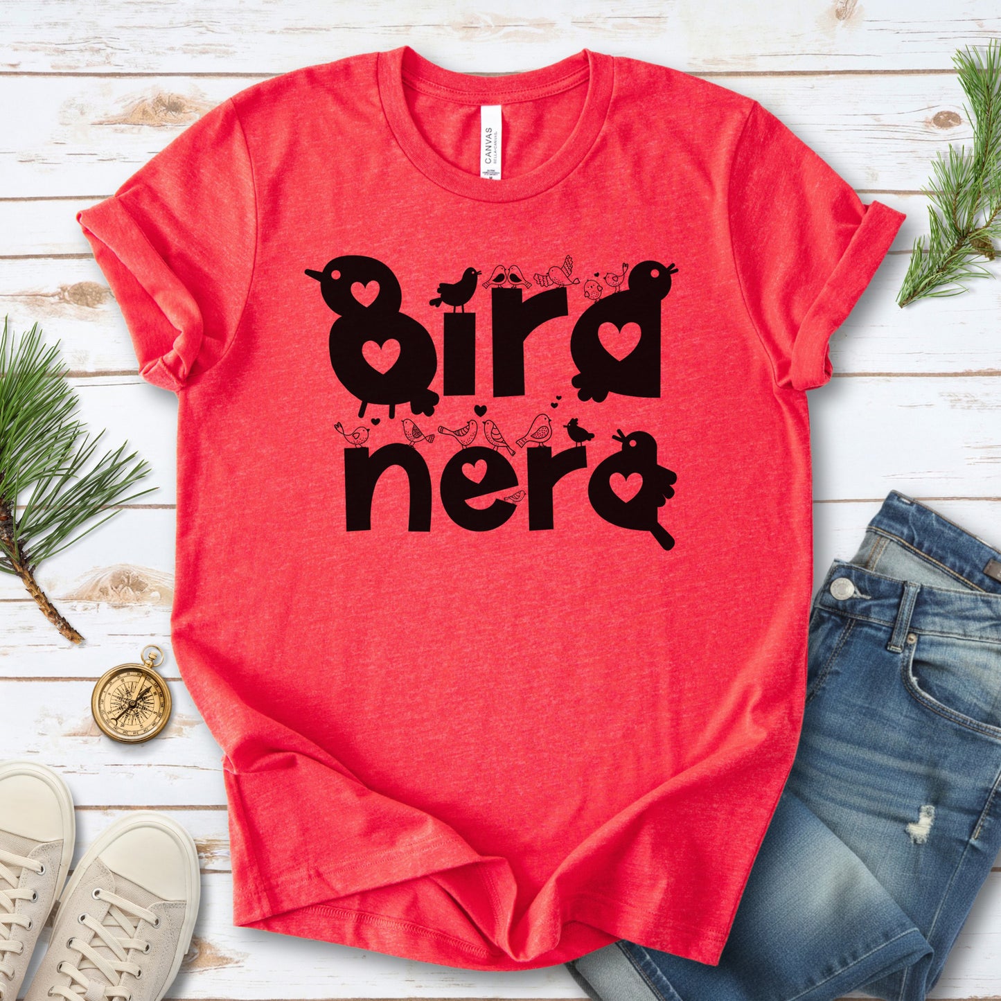 Bird Nerd Cute Love Birds Typography T-Shirt