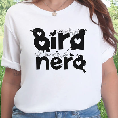 Bird Nerd Cute Love Birds Typography T-Shirt