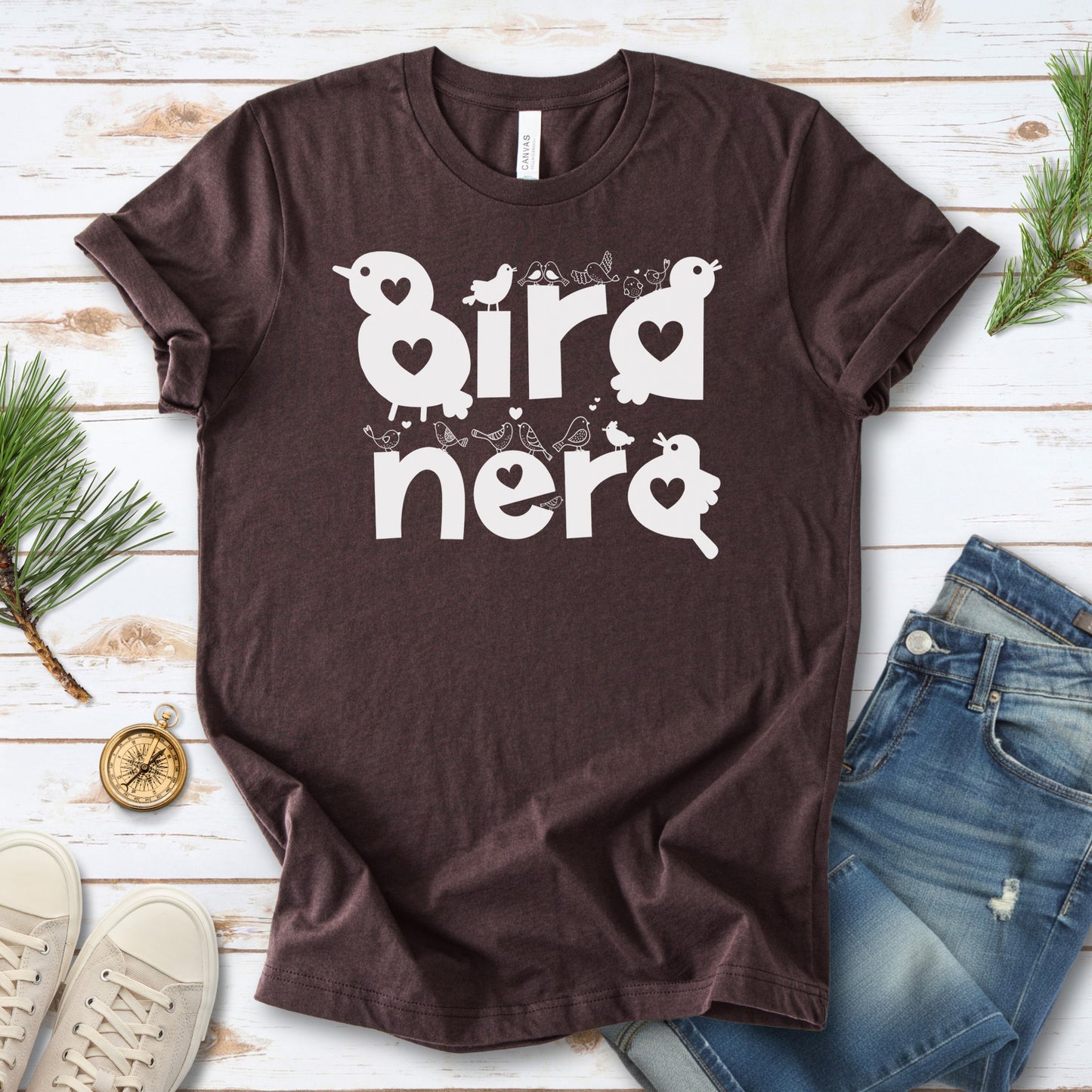Bird Nerd Cute Love Birds Typography T-Shirt