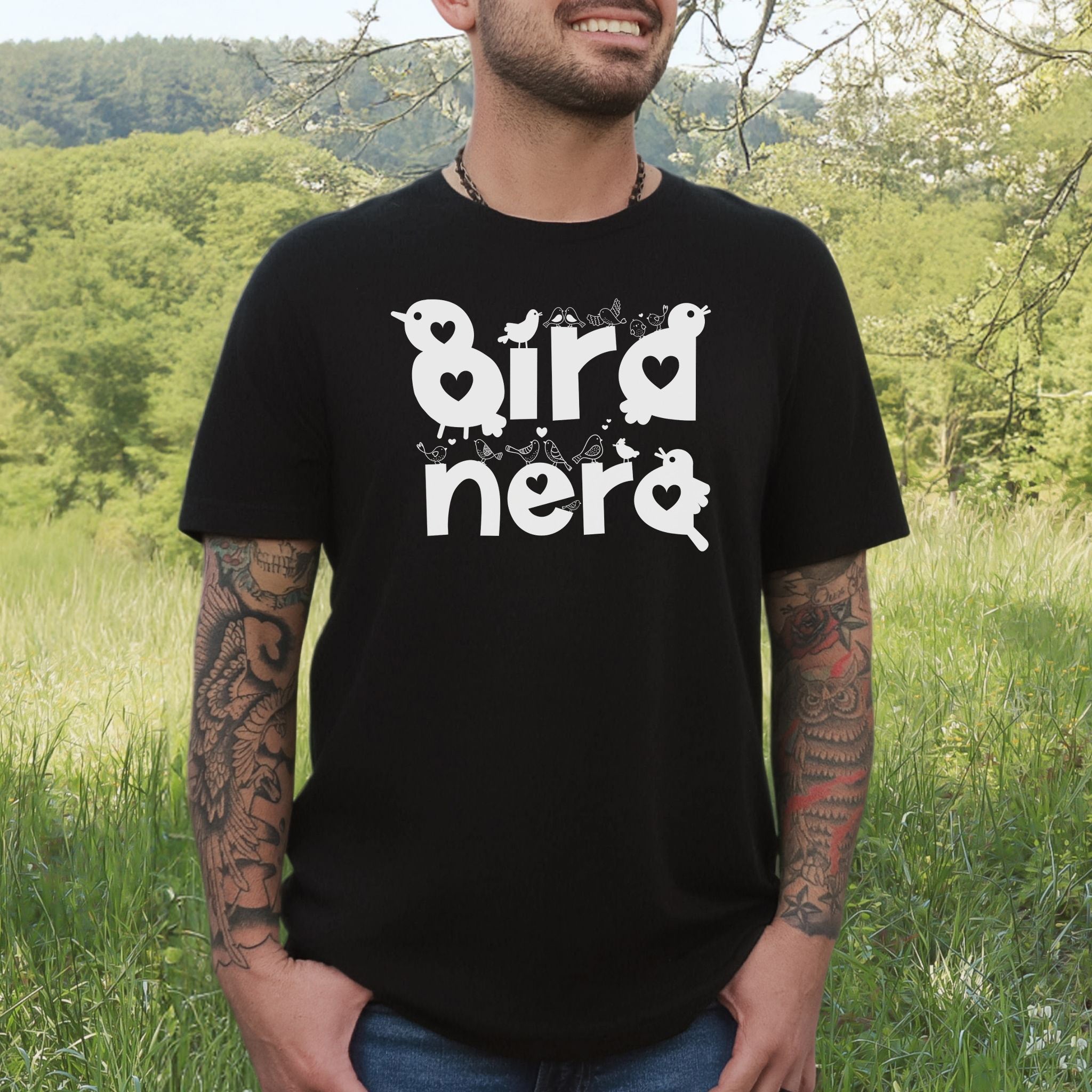 Bird Nerd Cute Love Birds Typography T-Shirt
