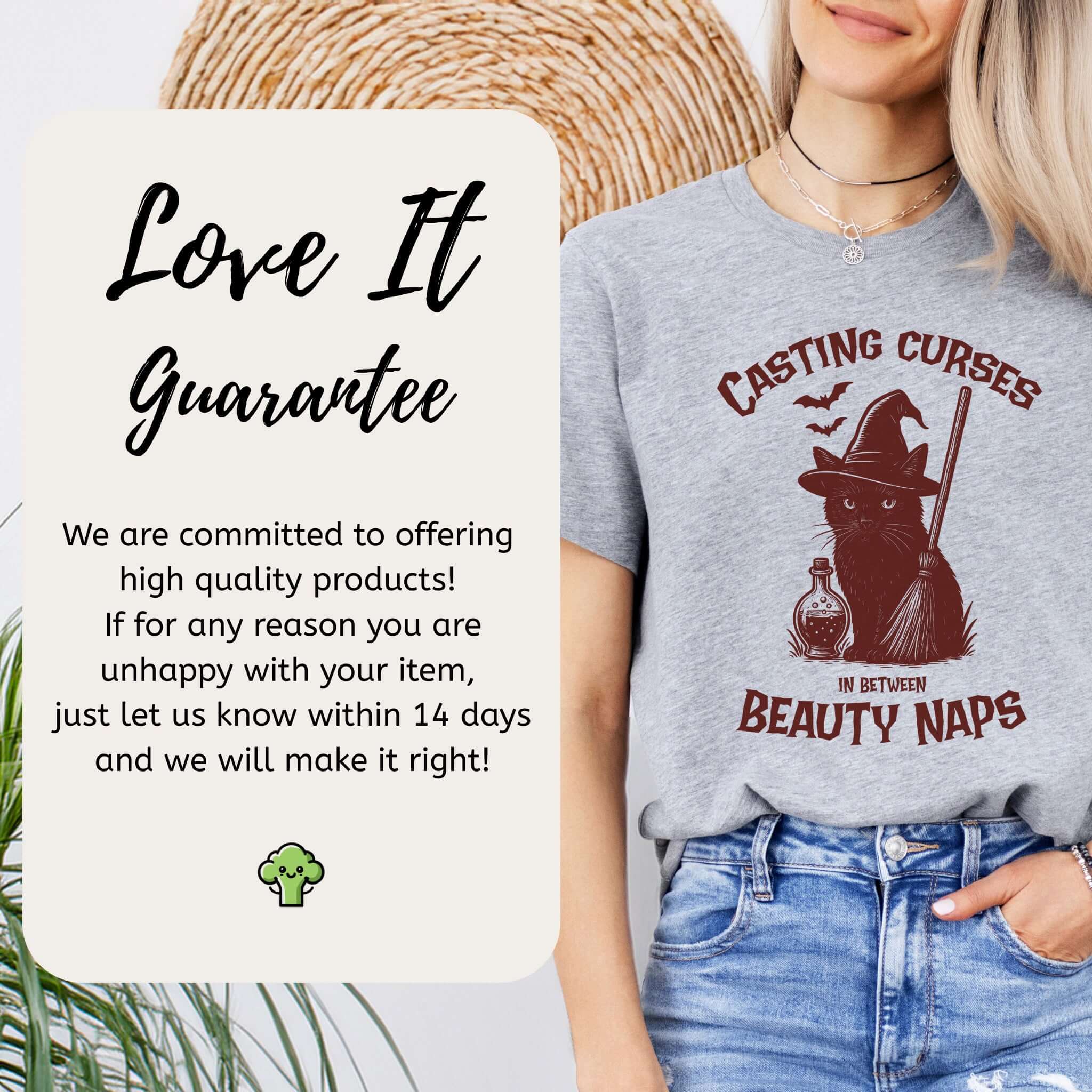 Black Cat Witch Halloween T-Shirt – Funny Spooky Gift for Cat Mamas